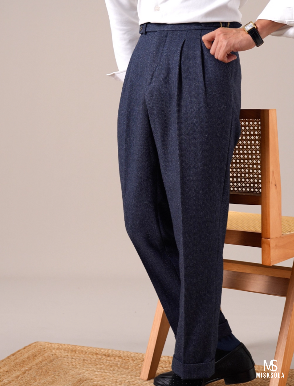 Ashford | Wool-Blend Pleated Trousers