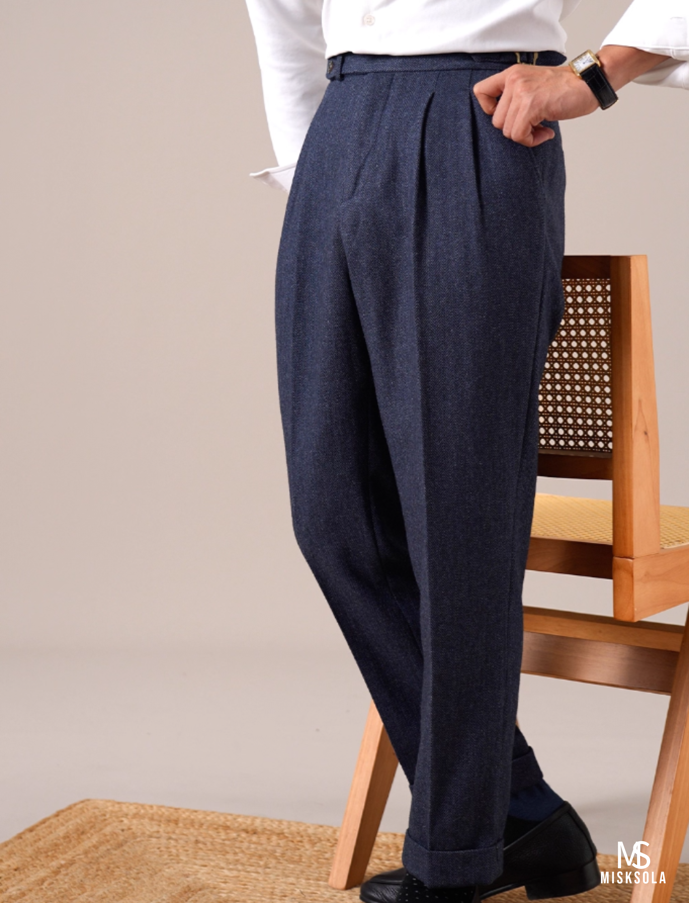 Ashford | Wool-Blend Pleated Trousers