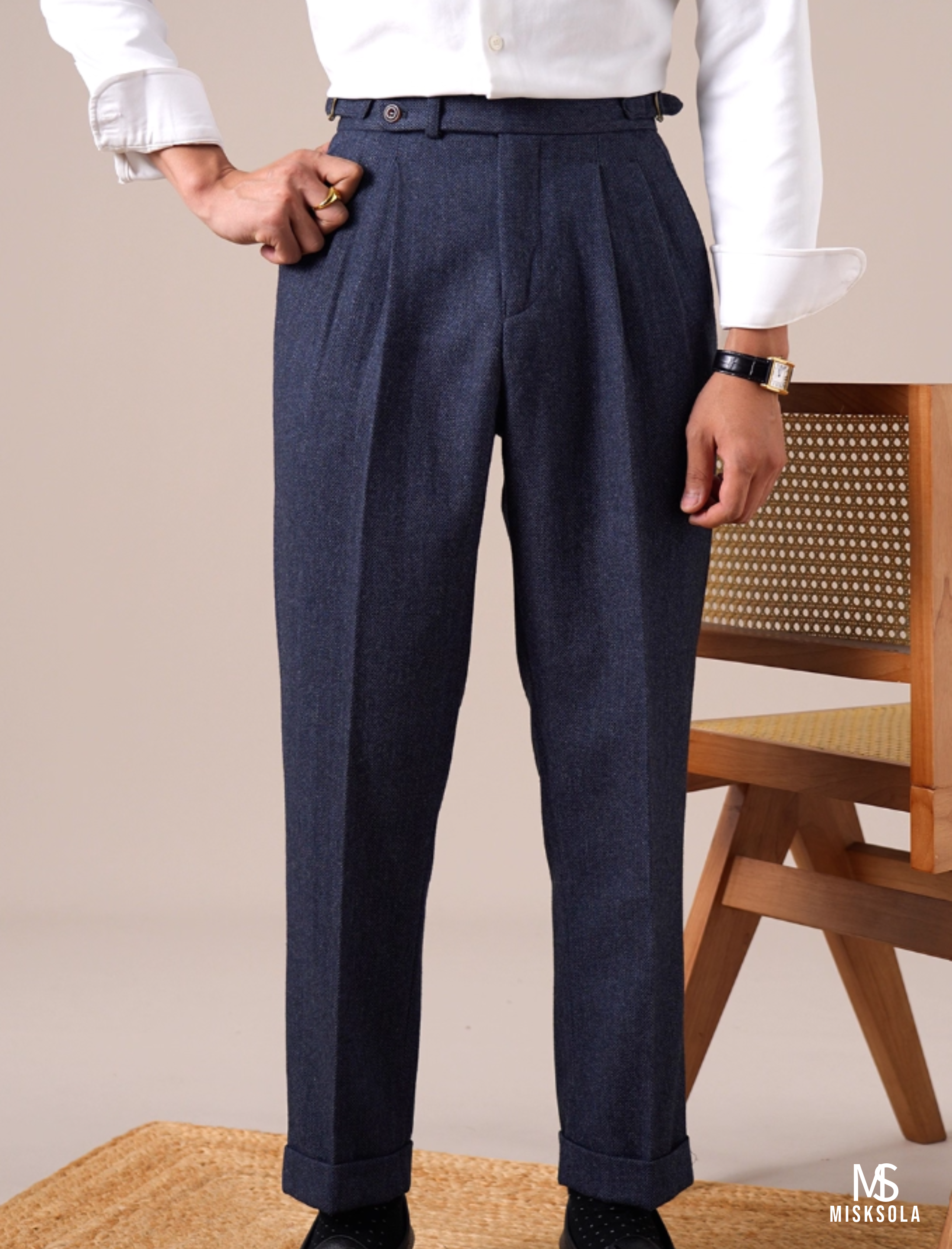 Ashford | Wool-Blend Pleated Trousers