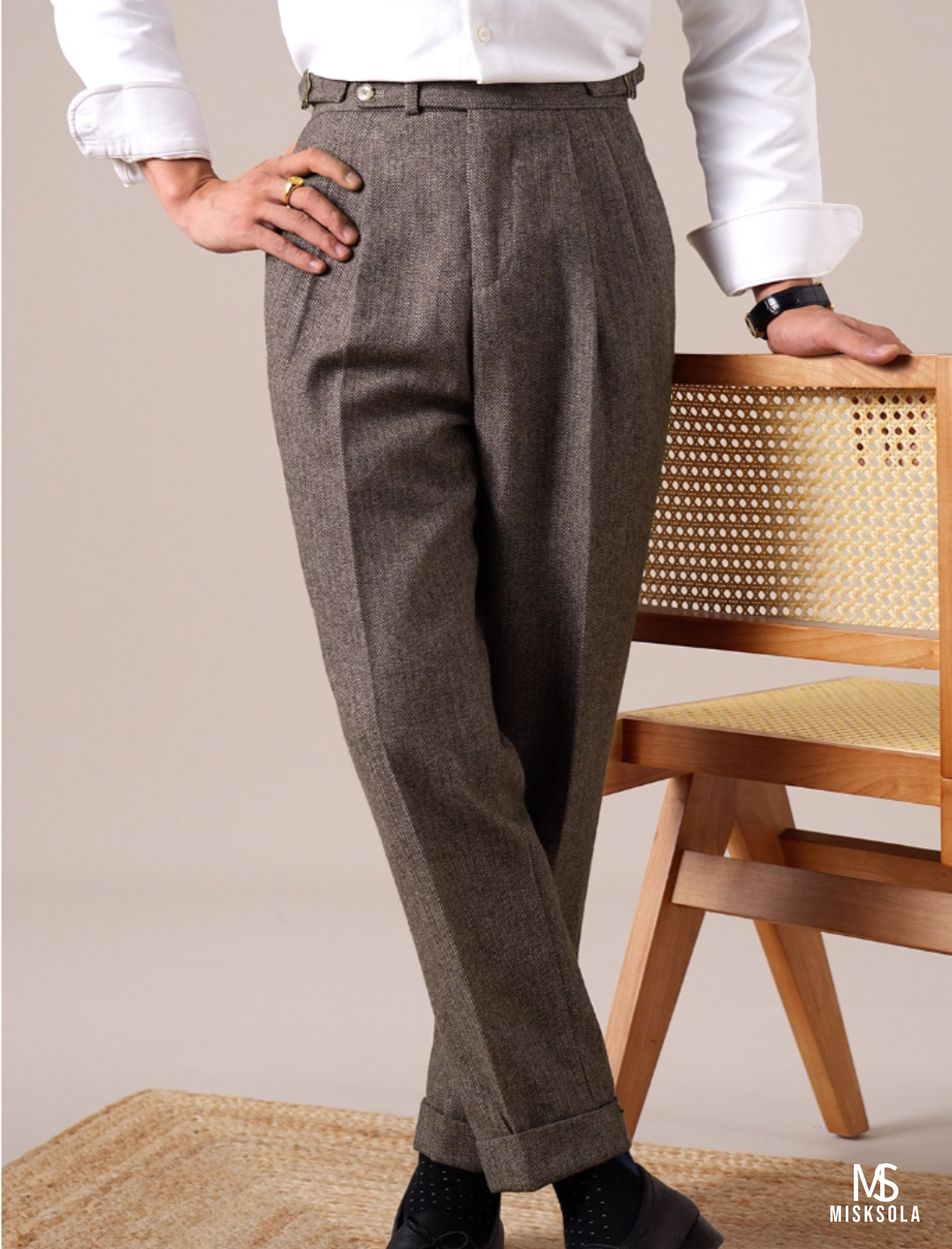 Ashford | Wool-Blend Pleated Trousers