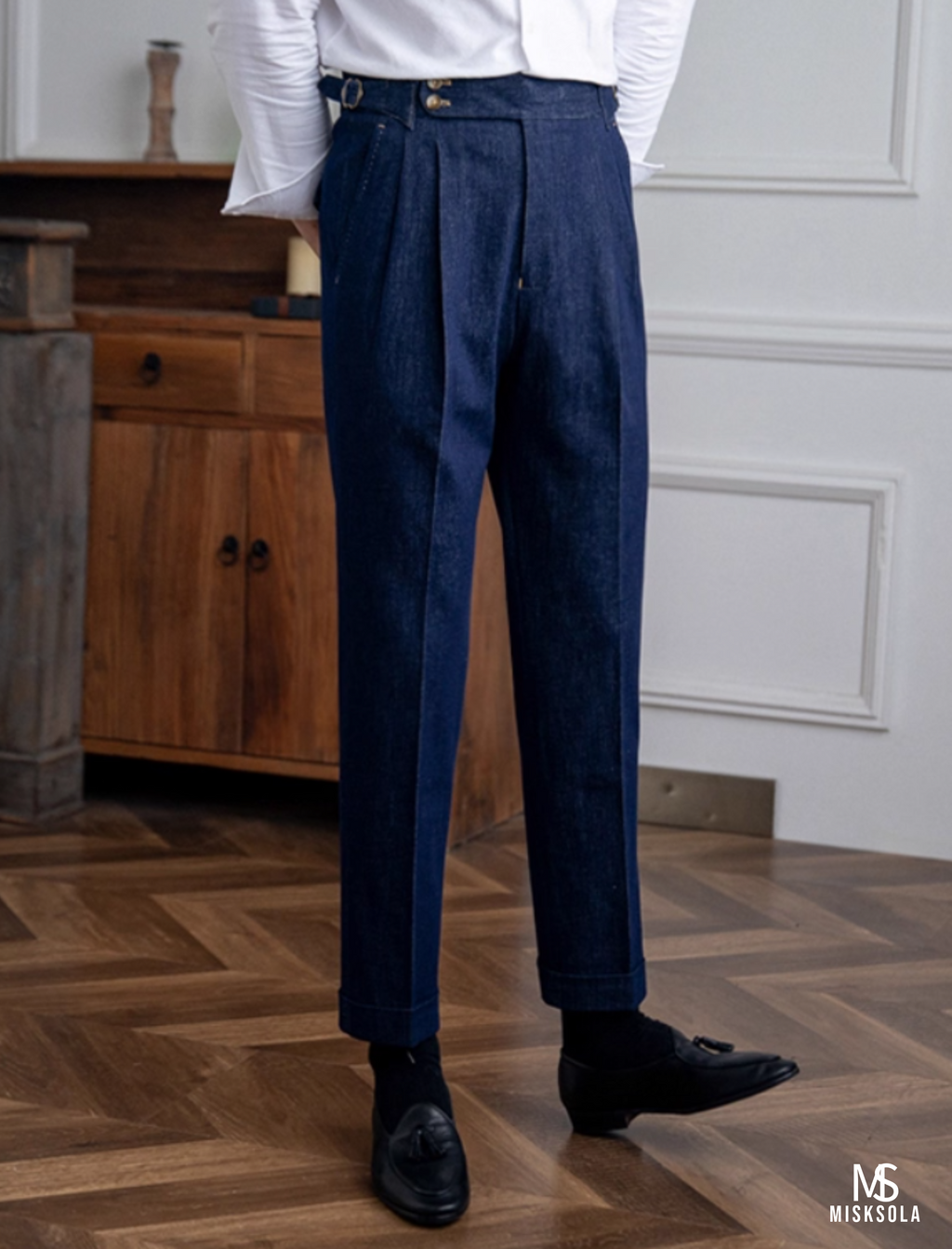 Denham | High-Rise Pleated Denim Trousers