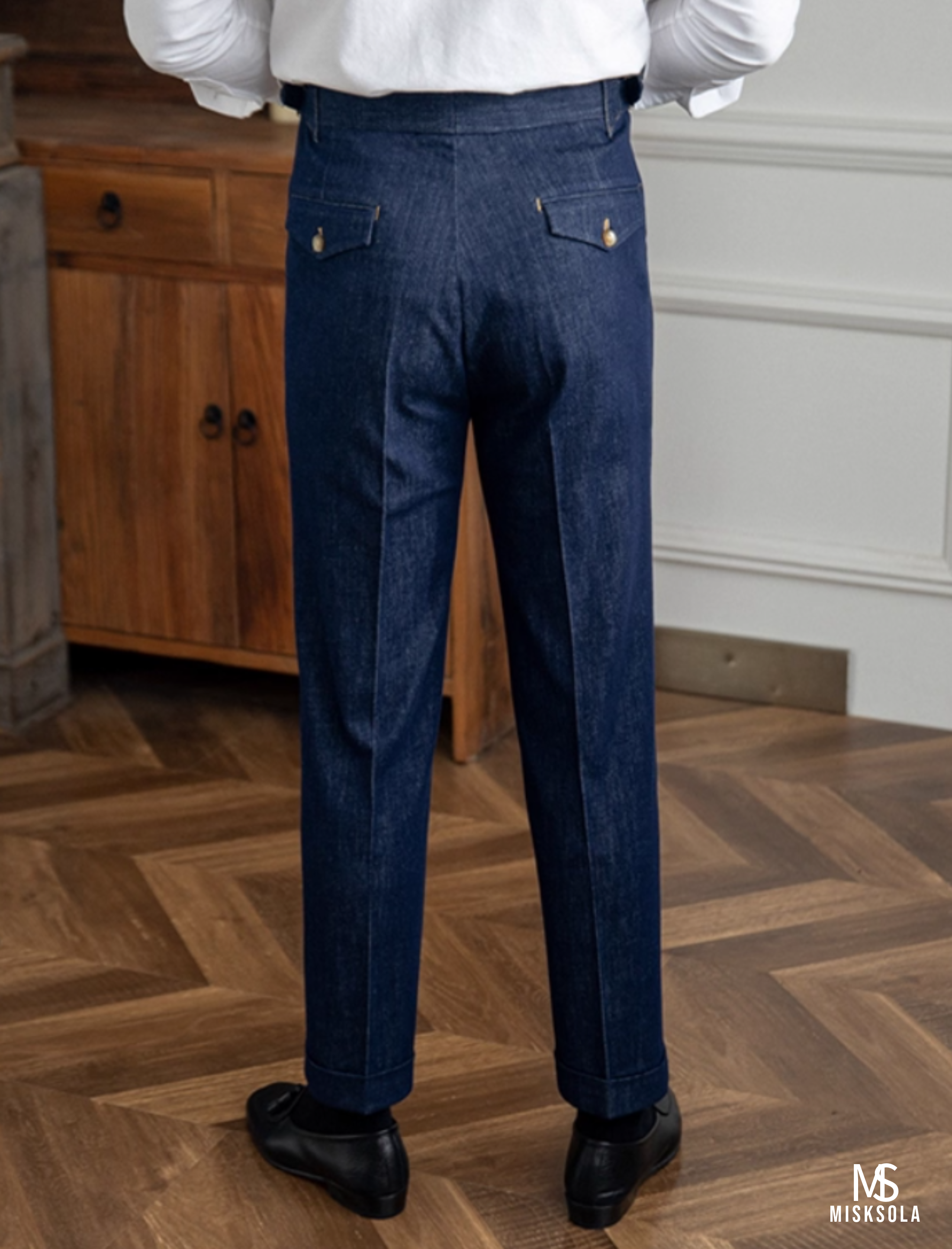 Denham | High-Rise Pleated Denim Trousers