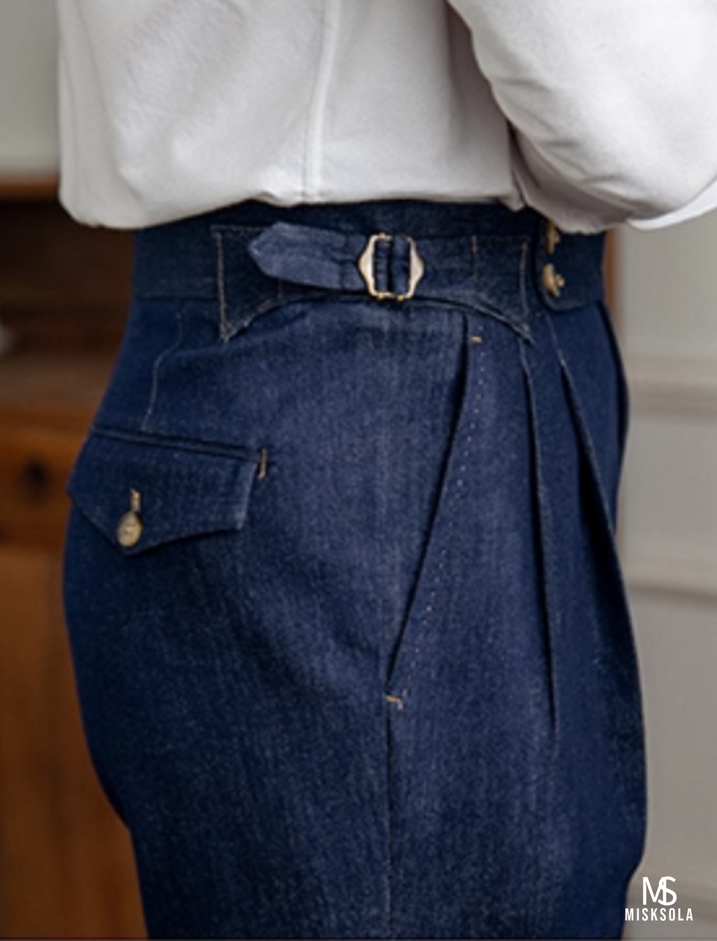 Denham | High-Rise Pleated Denim Trousers