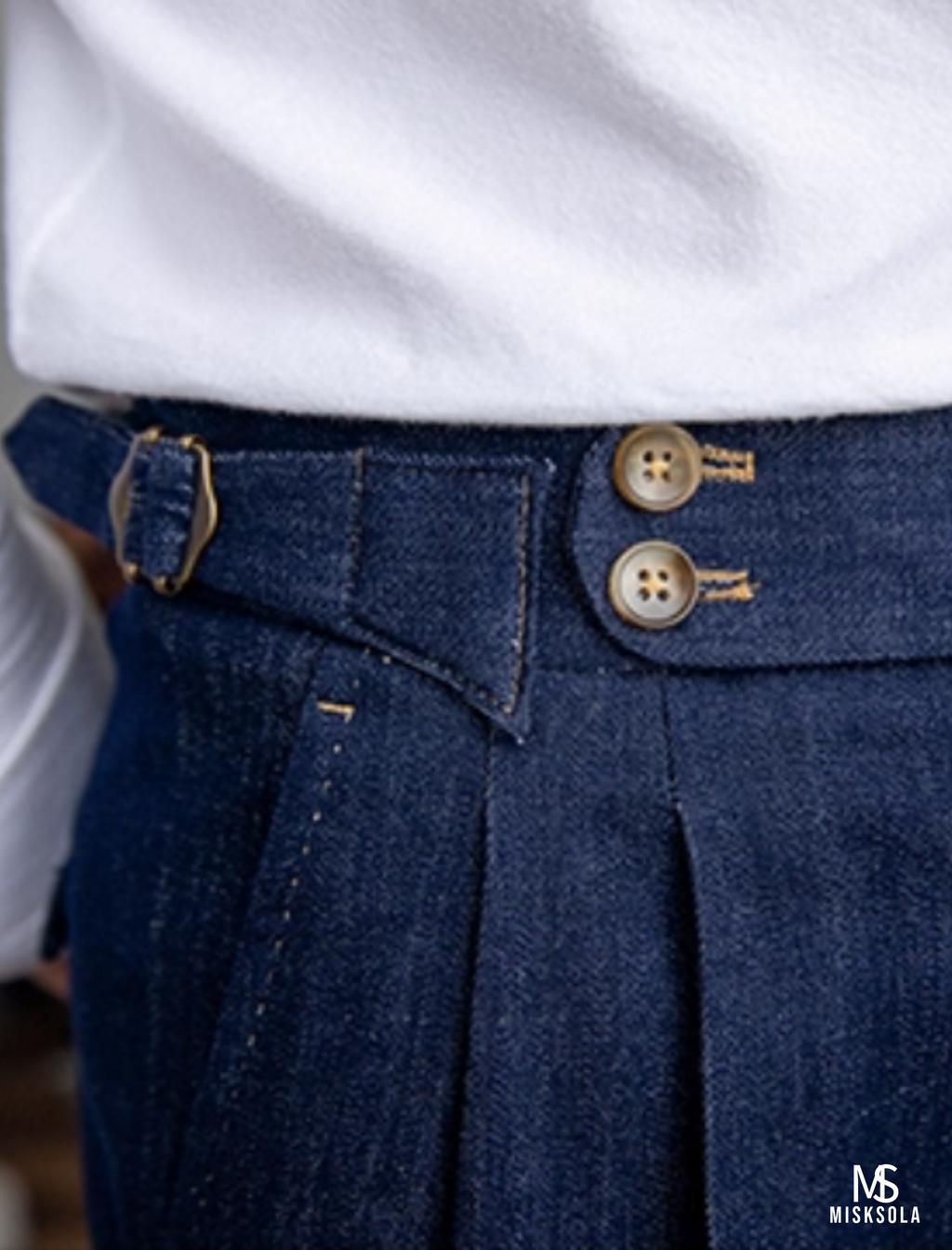 Denham | High-Rise Pleated Denim Trousers