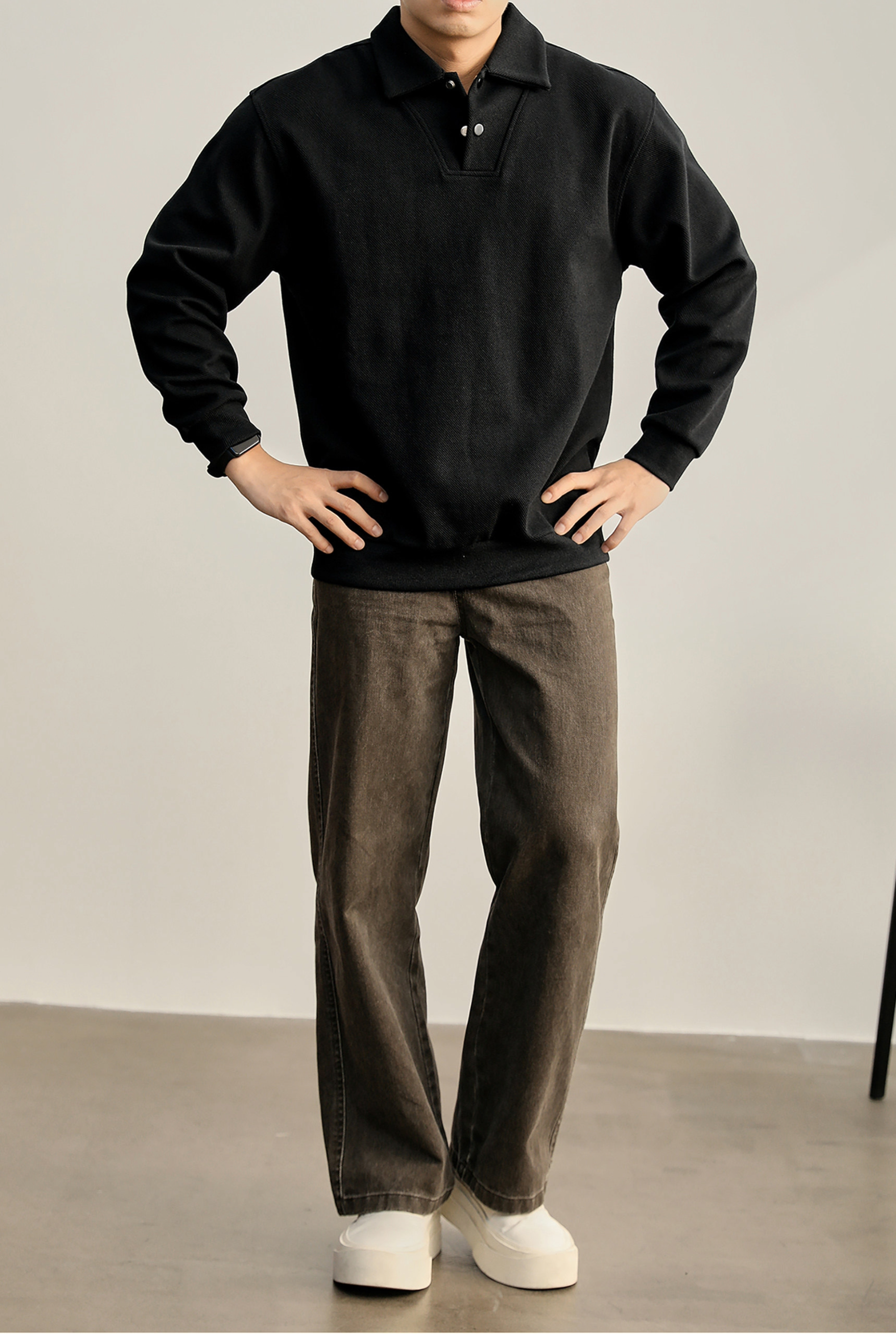 Valen Structured Polo Sweatshirt