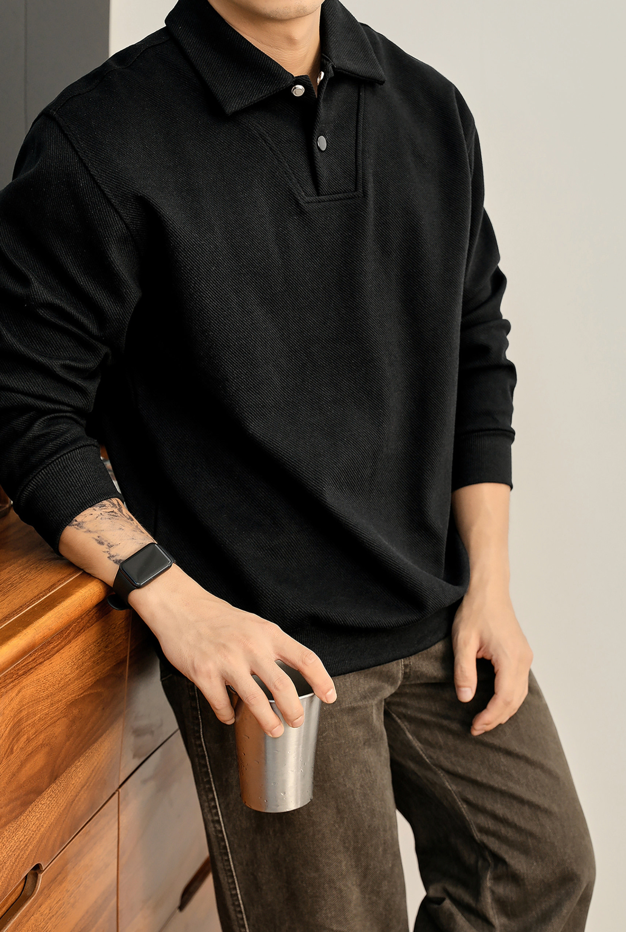 Valen Structured Polo Sweatshirt