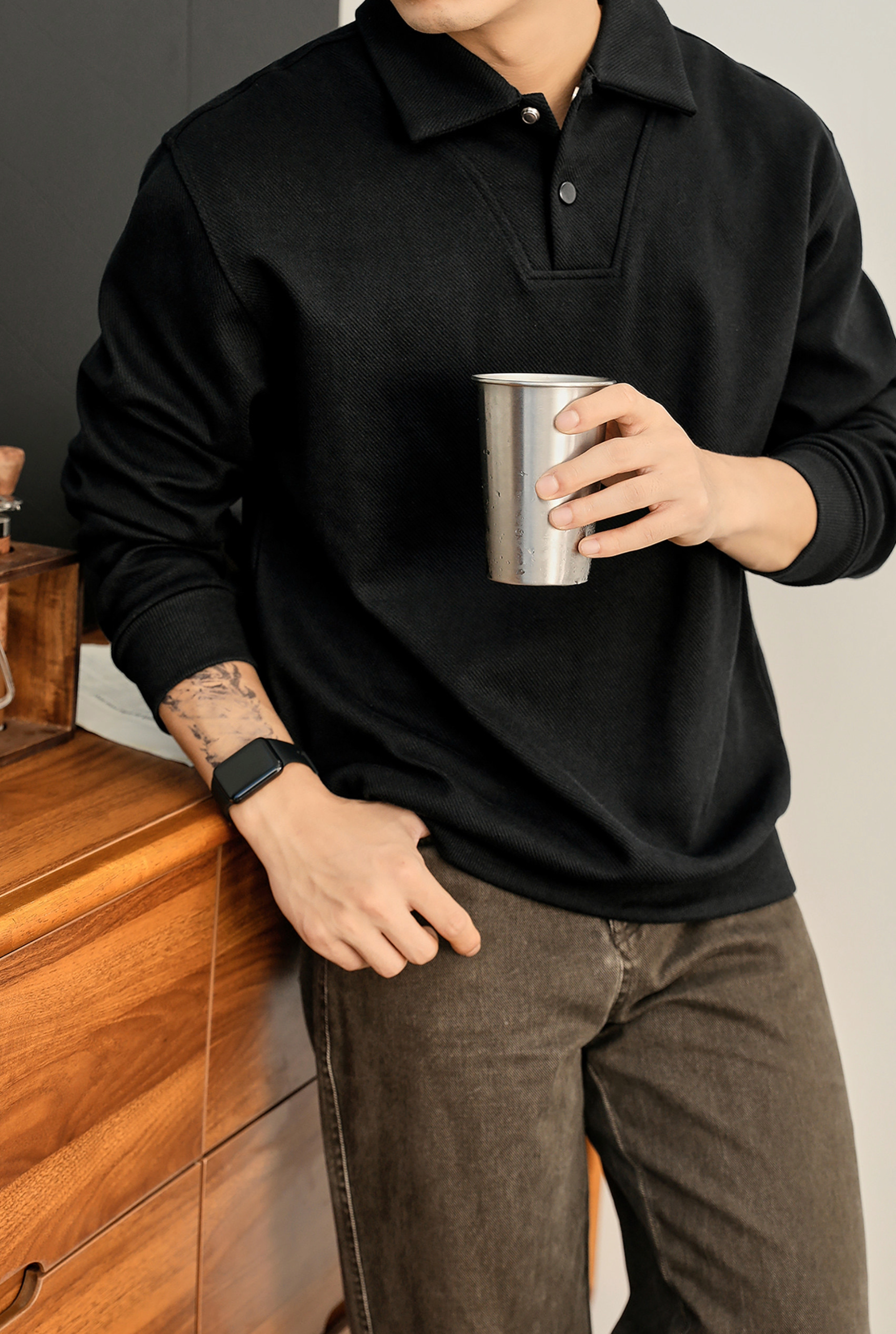 Valen Structured Polo Sweatshirt