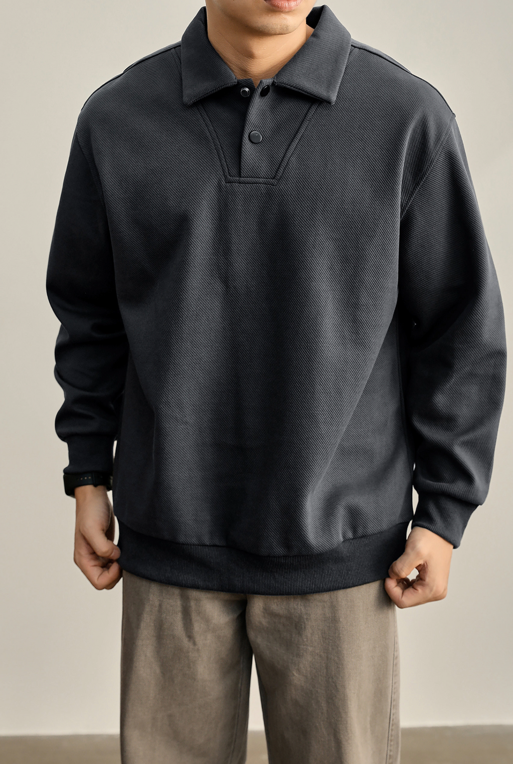 Valen Structured Polo Sweatshirt