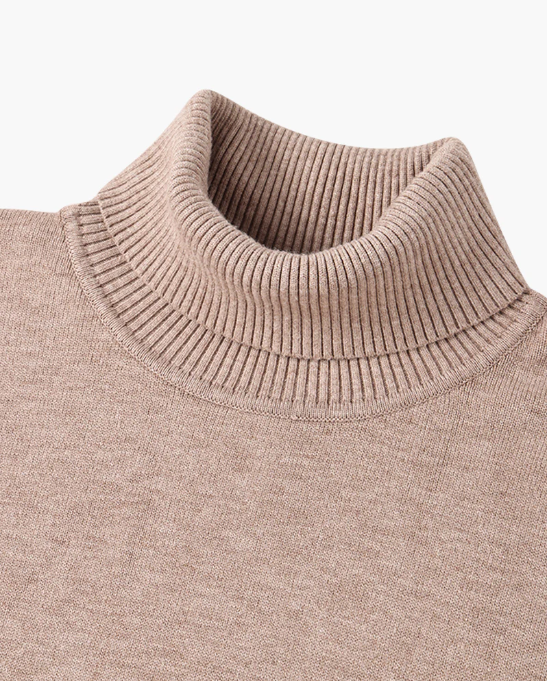 Merino Wool High-Neck Knit Sweater