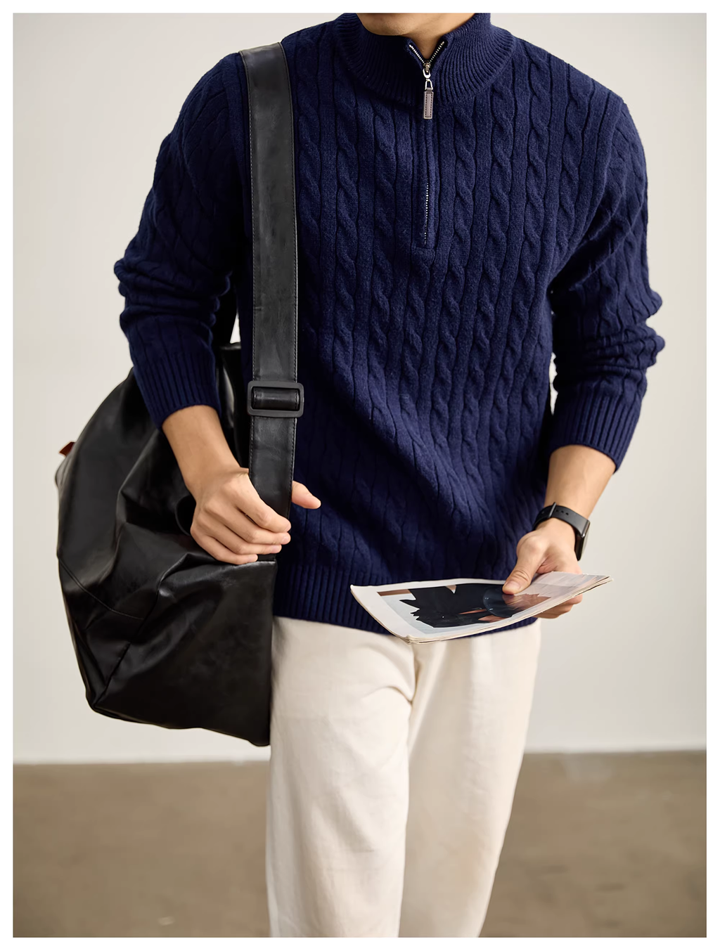 Harrow | Cable Knit Half-Zip Sweater