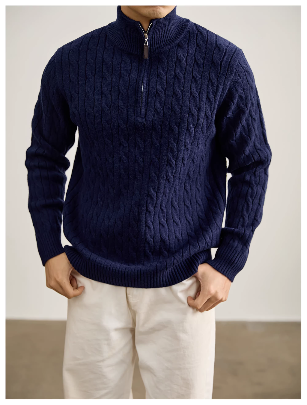 Harrow | Cable Knit Half-Zip Sweater