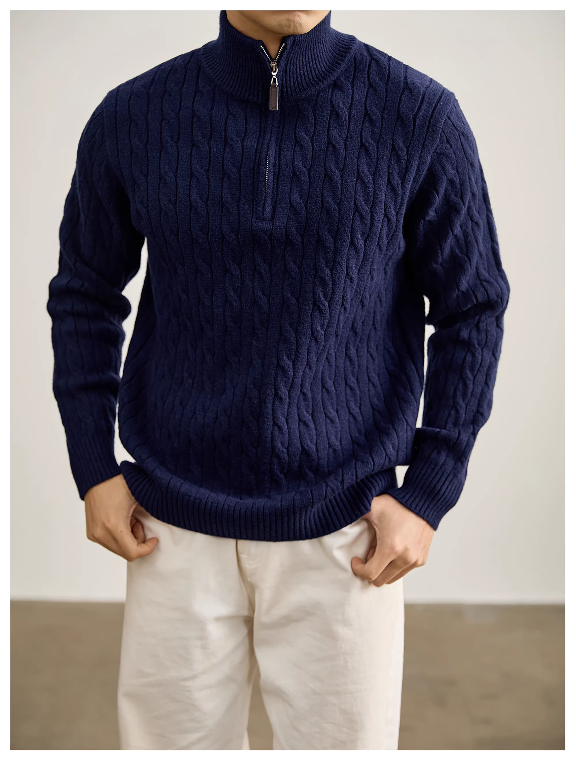Harrow | Cable Knit Half-Zip Sweater