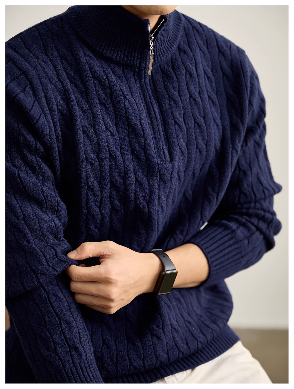 Harrow | Cable Knit Half-Zip Sweater
