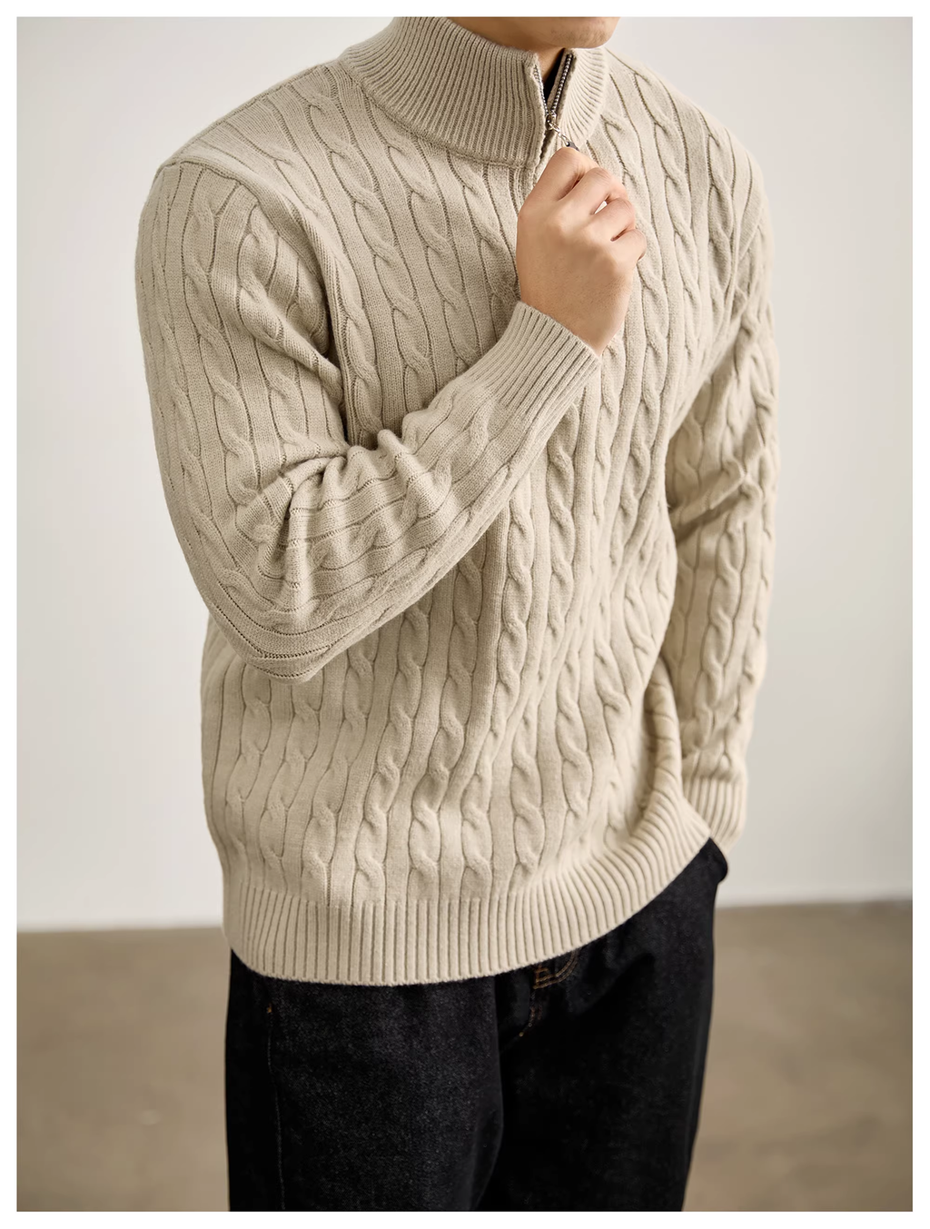 Harrow | Cable Knit Half-Zip Sweater
