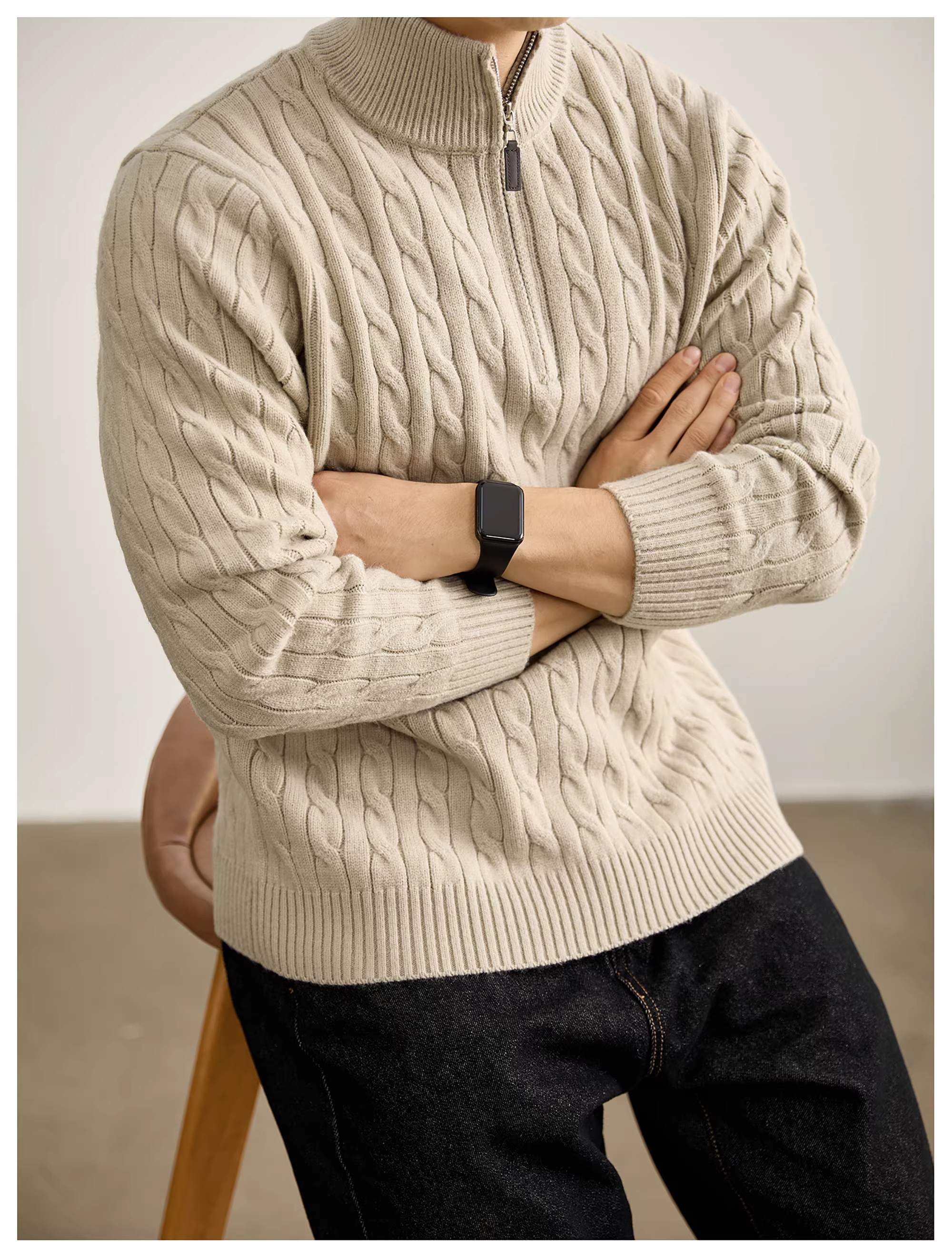 Harrow | Cable Knit Half-Zip Sweater