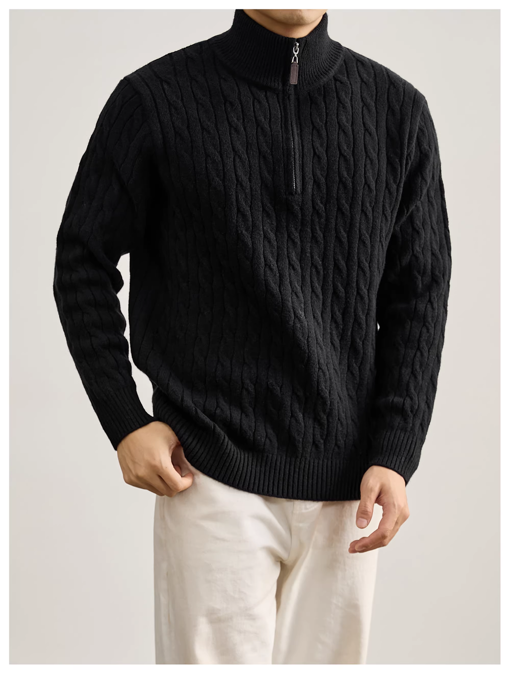 Harrow | Cable Knit Half-Zip Sweater