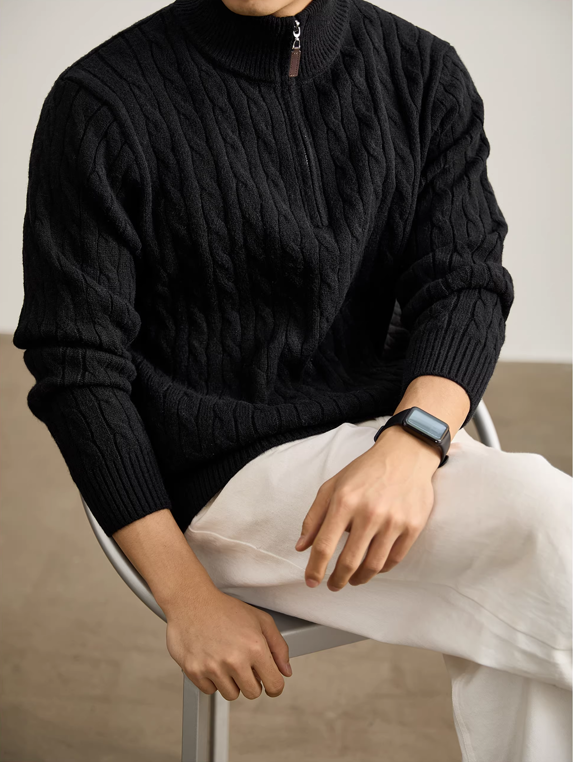 Harrow | Cable Knit Half-Zip Sweater