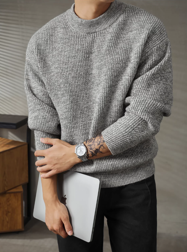 Textured Wool-Blend Crewneck Knit