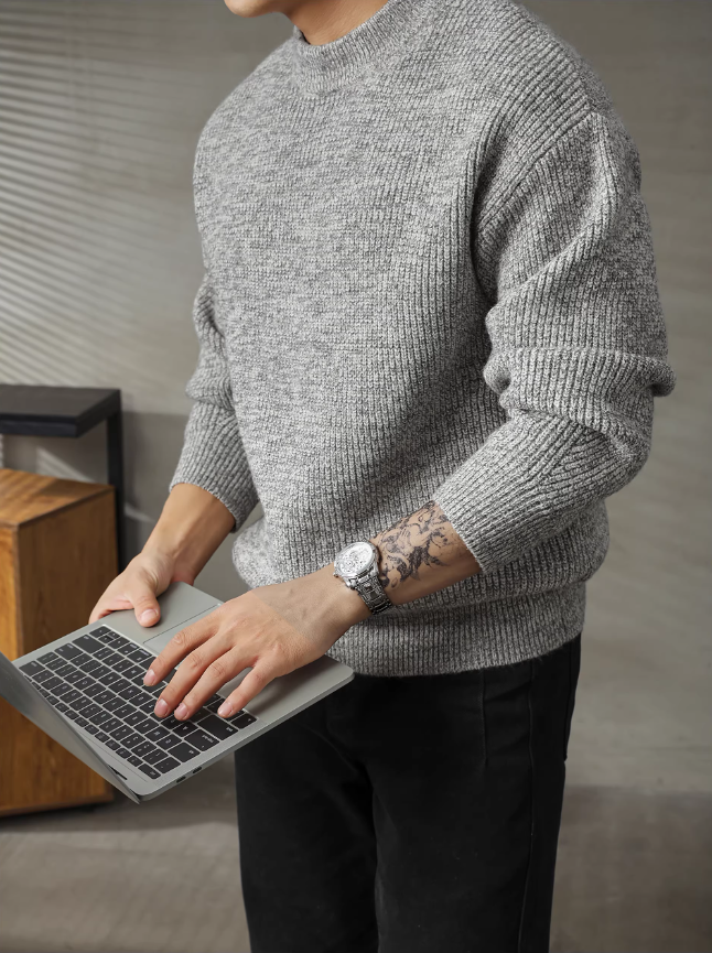 Textured Wool-Blend Crewneck Knit