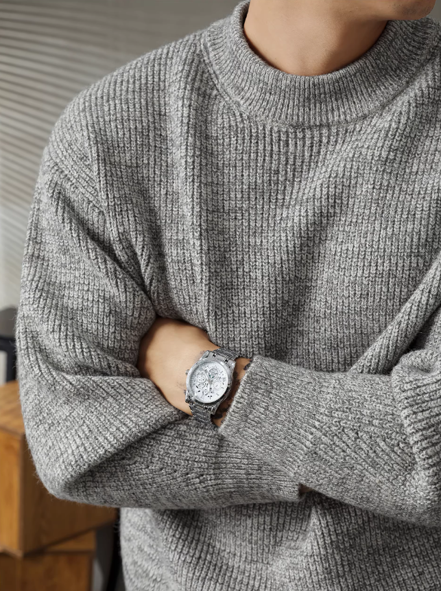 Textured Wool-Blend Crewneck Knit