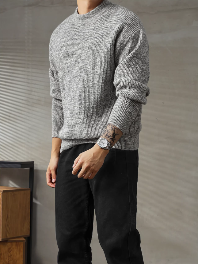 Textured Wool-Blend Crewneck Knit