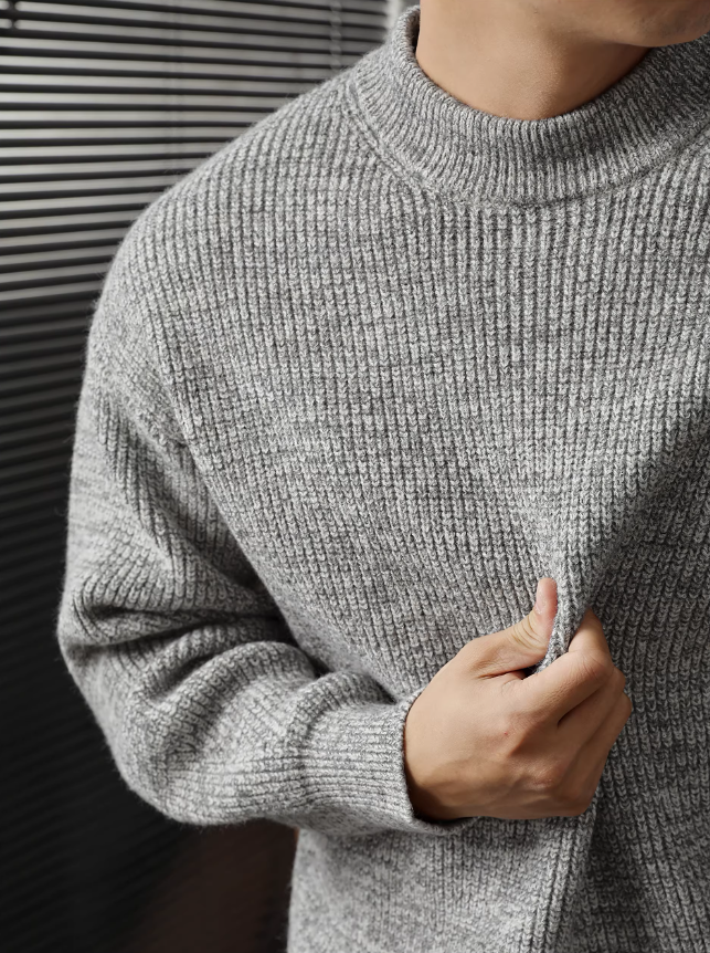 Textured Wool-Blend Crewneck Knit