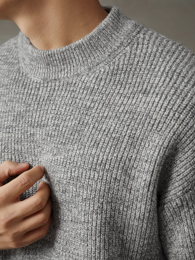 Textured Wool-Blend Crewneck Knit