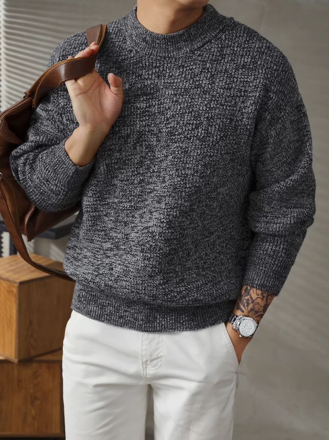 Textured Wool-Blend Crewneck Knit