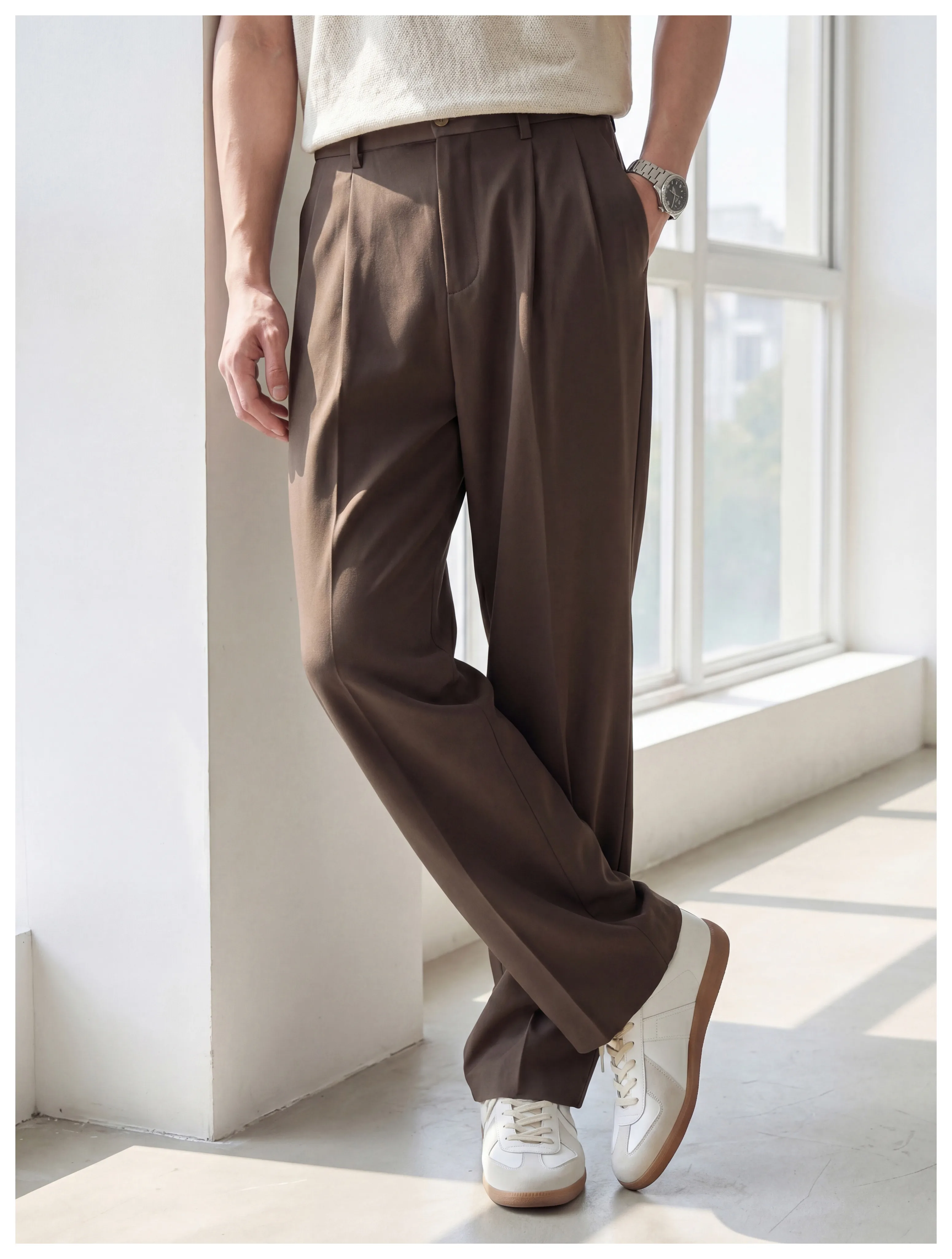 Montel Double-Pleat Relaxed Trousers