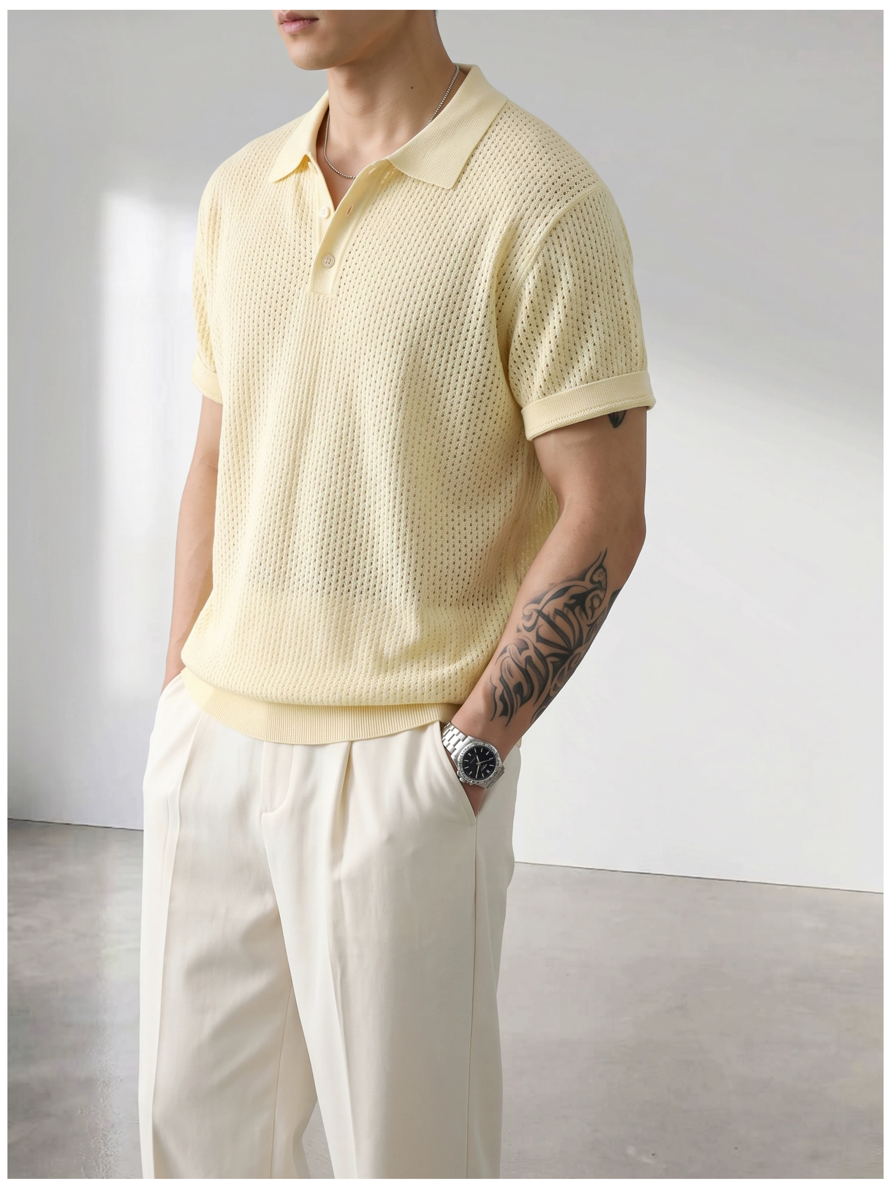 Theo Open Knit Polo