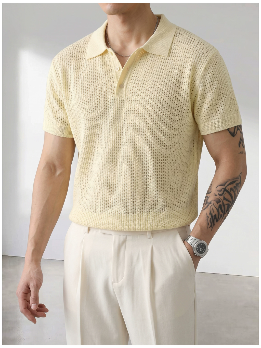 Theo Open Knit Polo