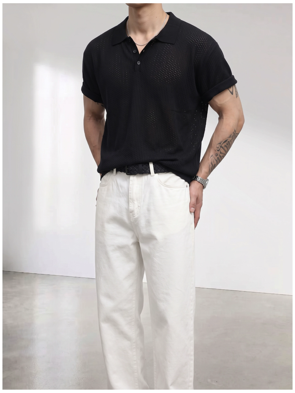Theo Open Knit Polo