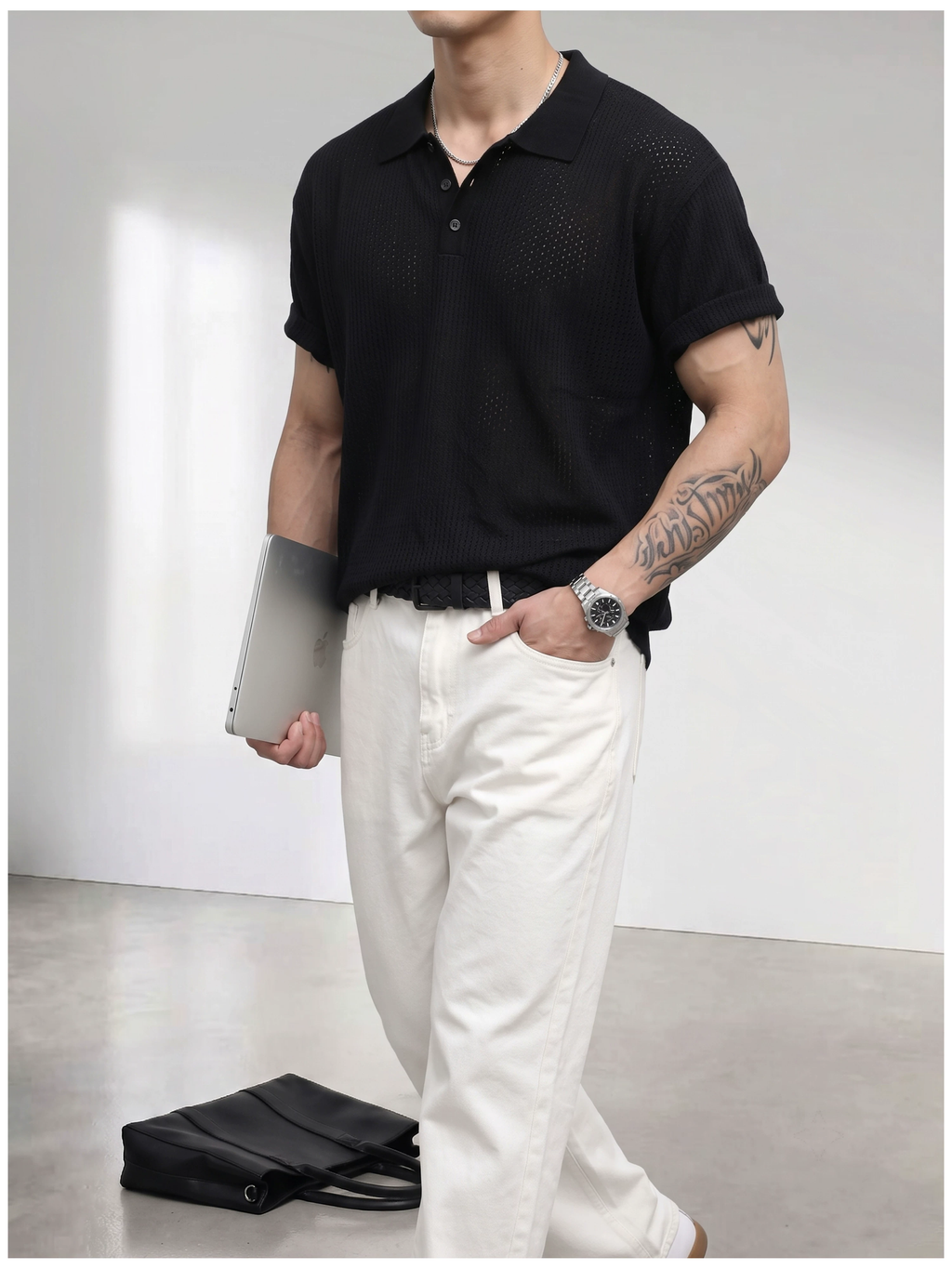 Theo Open Knit Polo