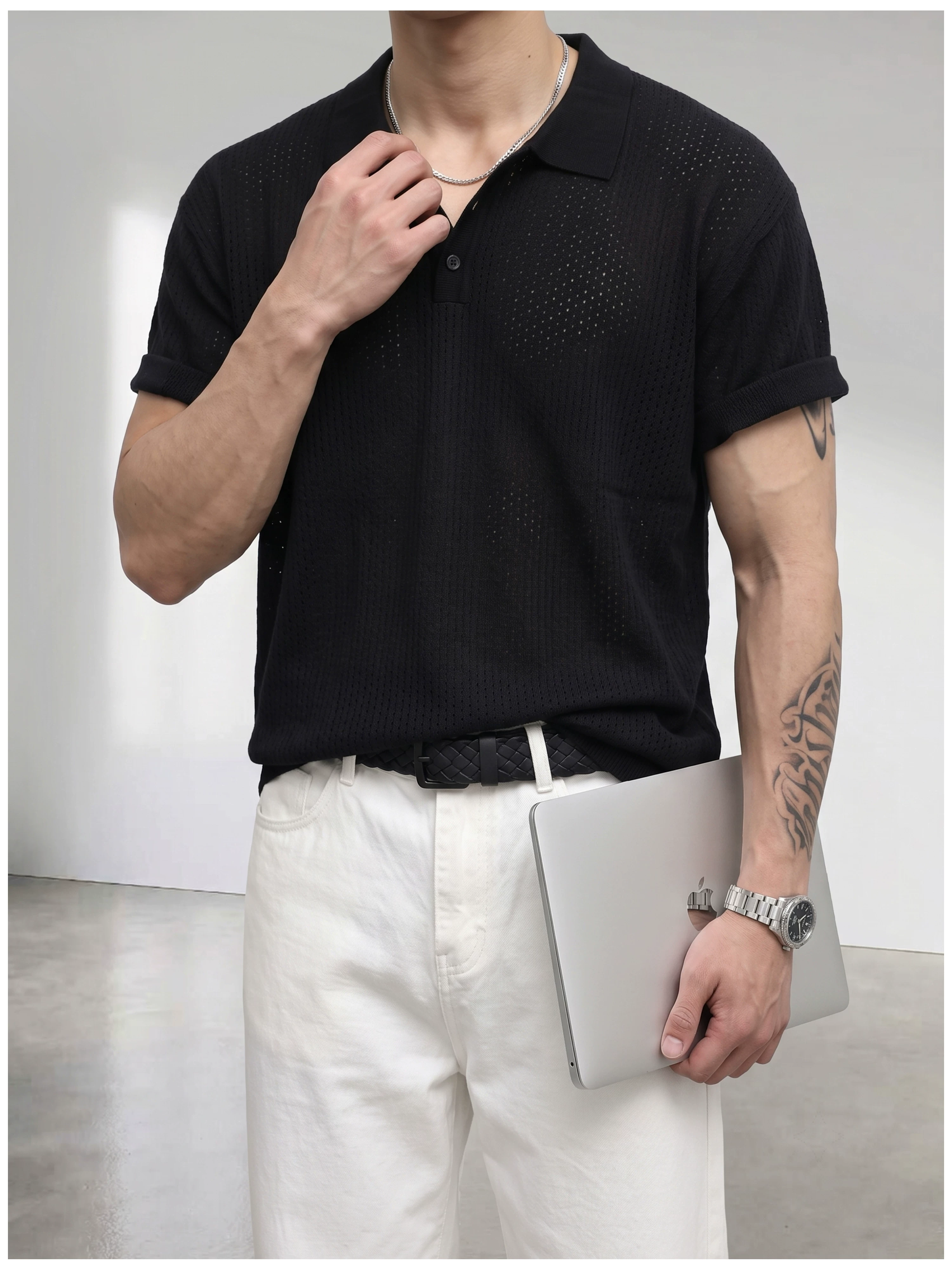 Theo Open Knit Polo