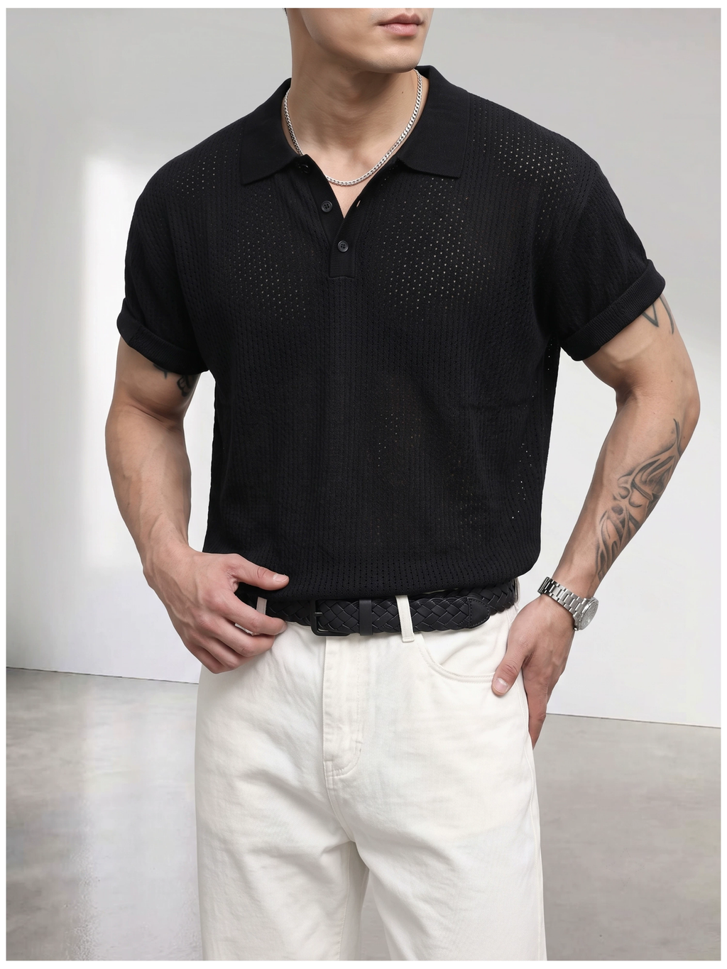 Theo Open Knit Polo