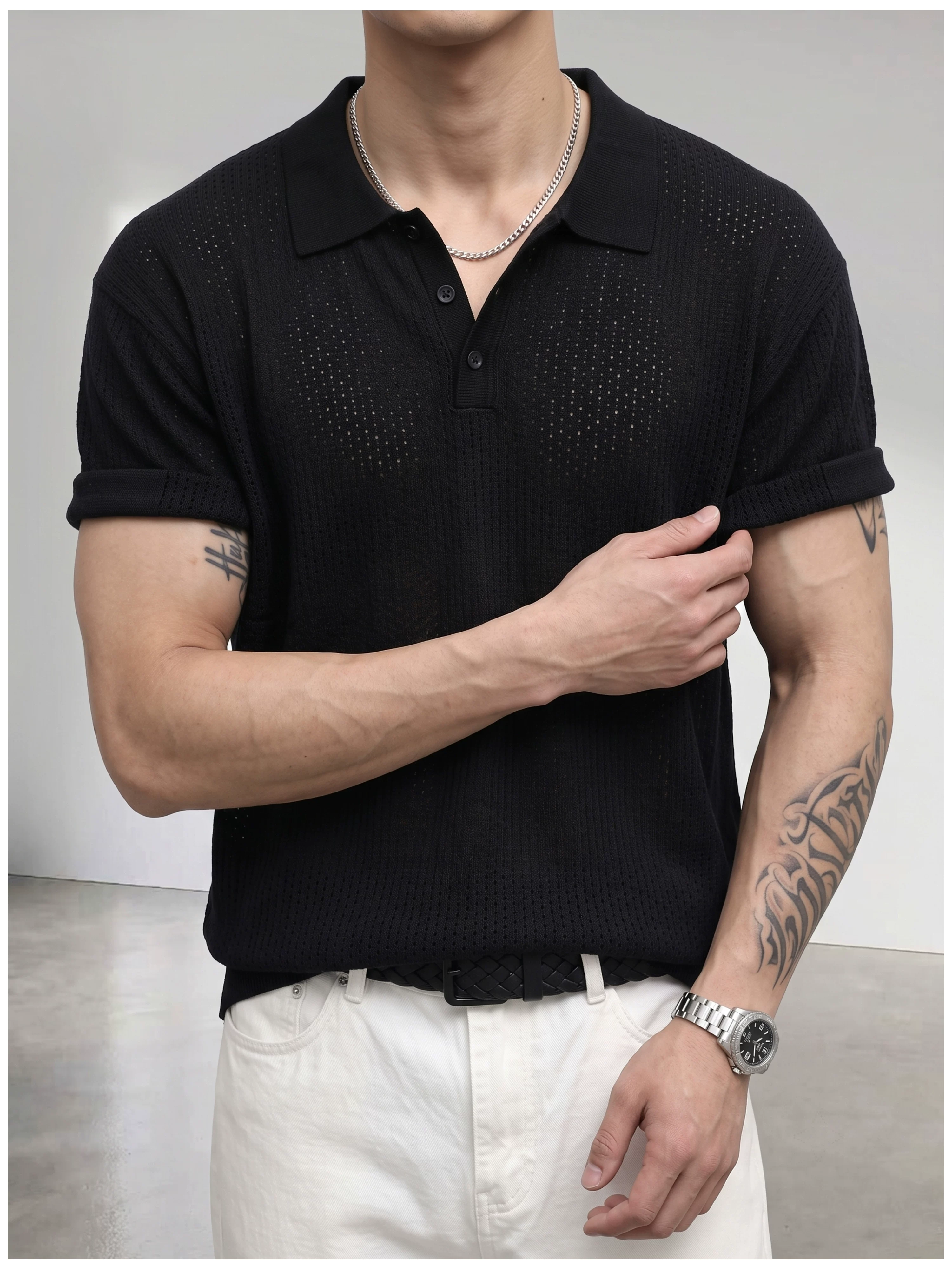 Theo Open Knit Polo