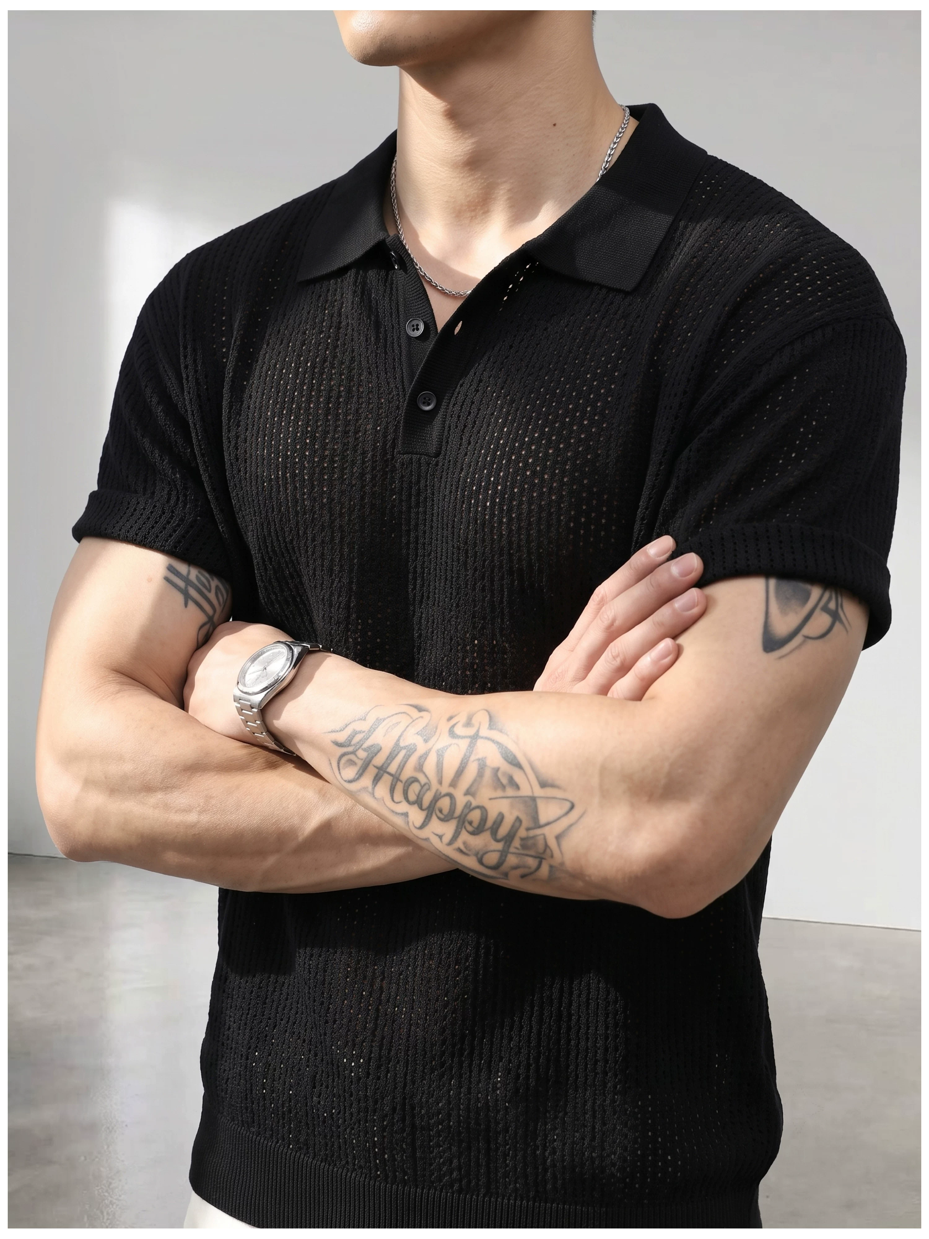 Theo Open Knit Polo