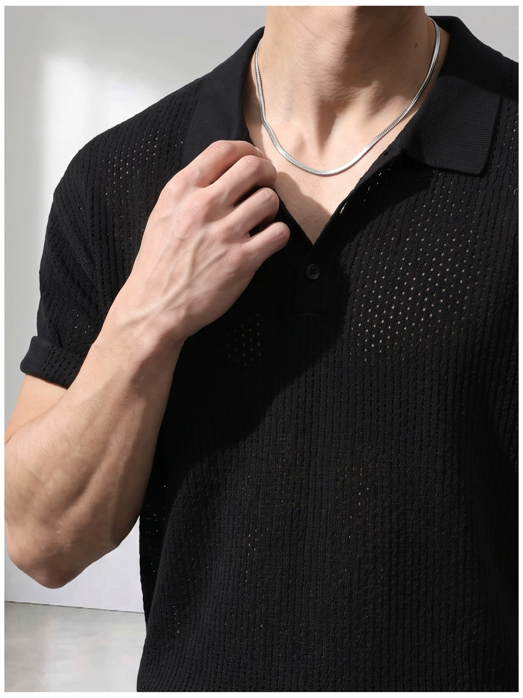 Theo Open Knit Polo
