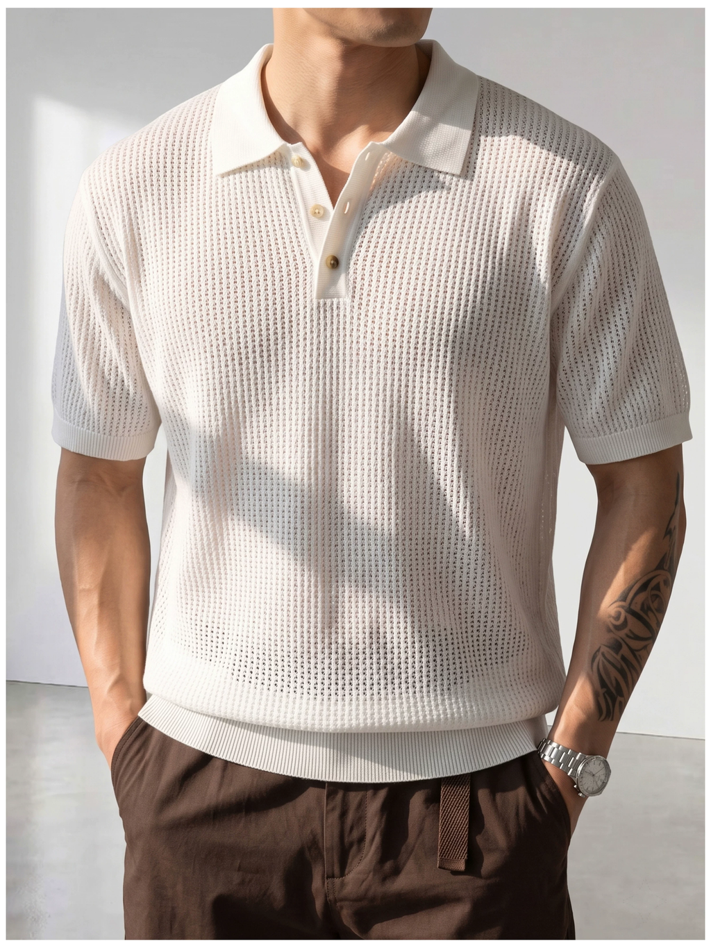 Theo Open Knit Polo
