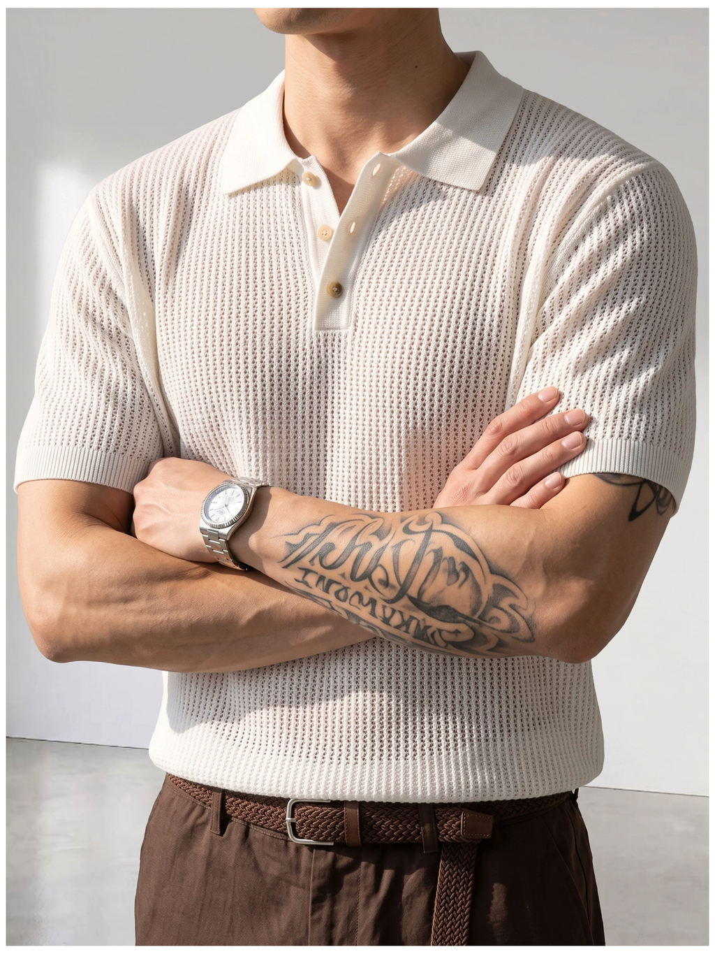 Theo Open Knit Polo