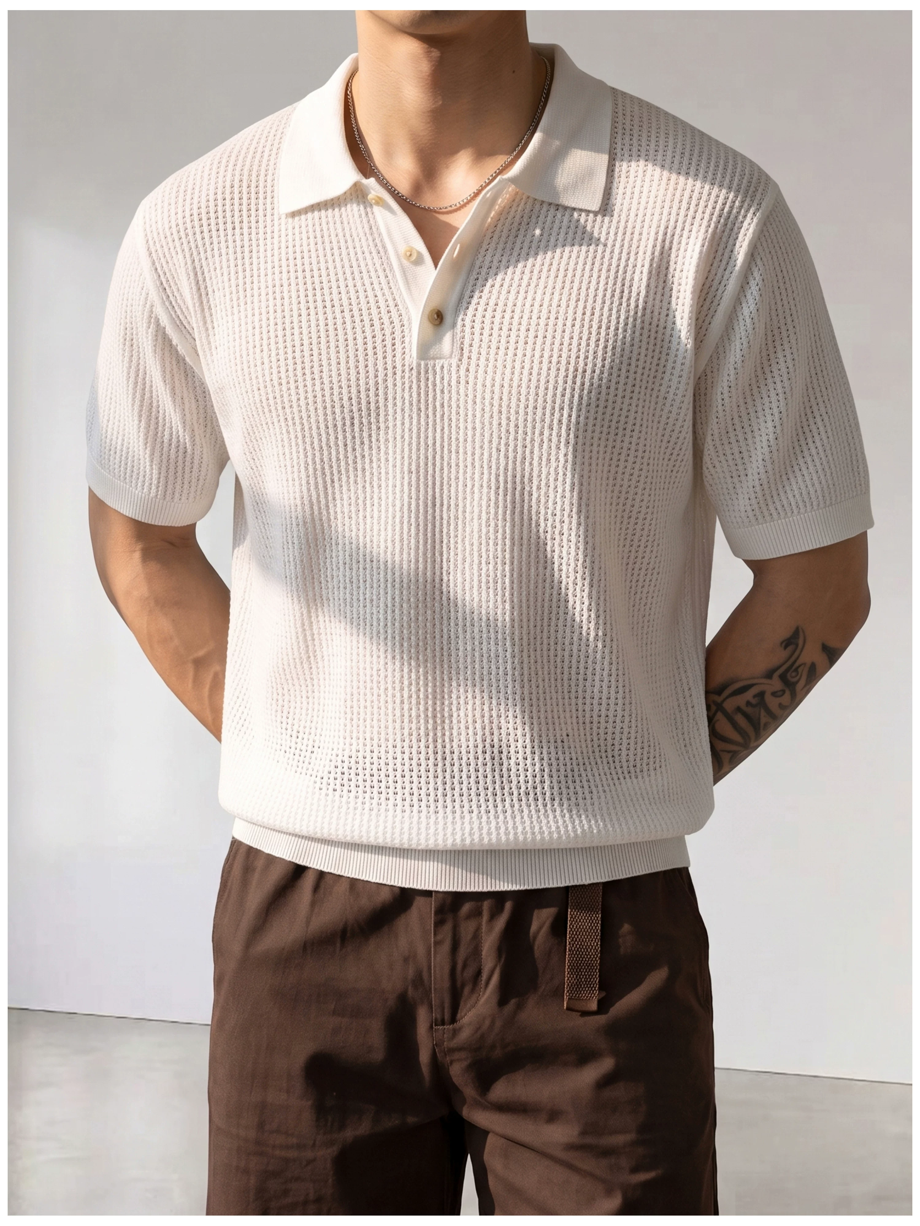 Theo Open Knit Polo