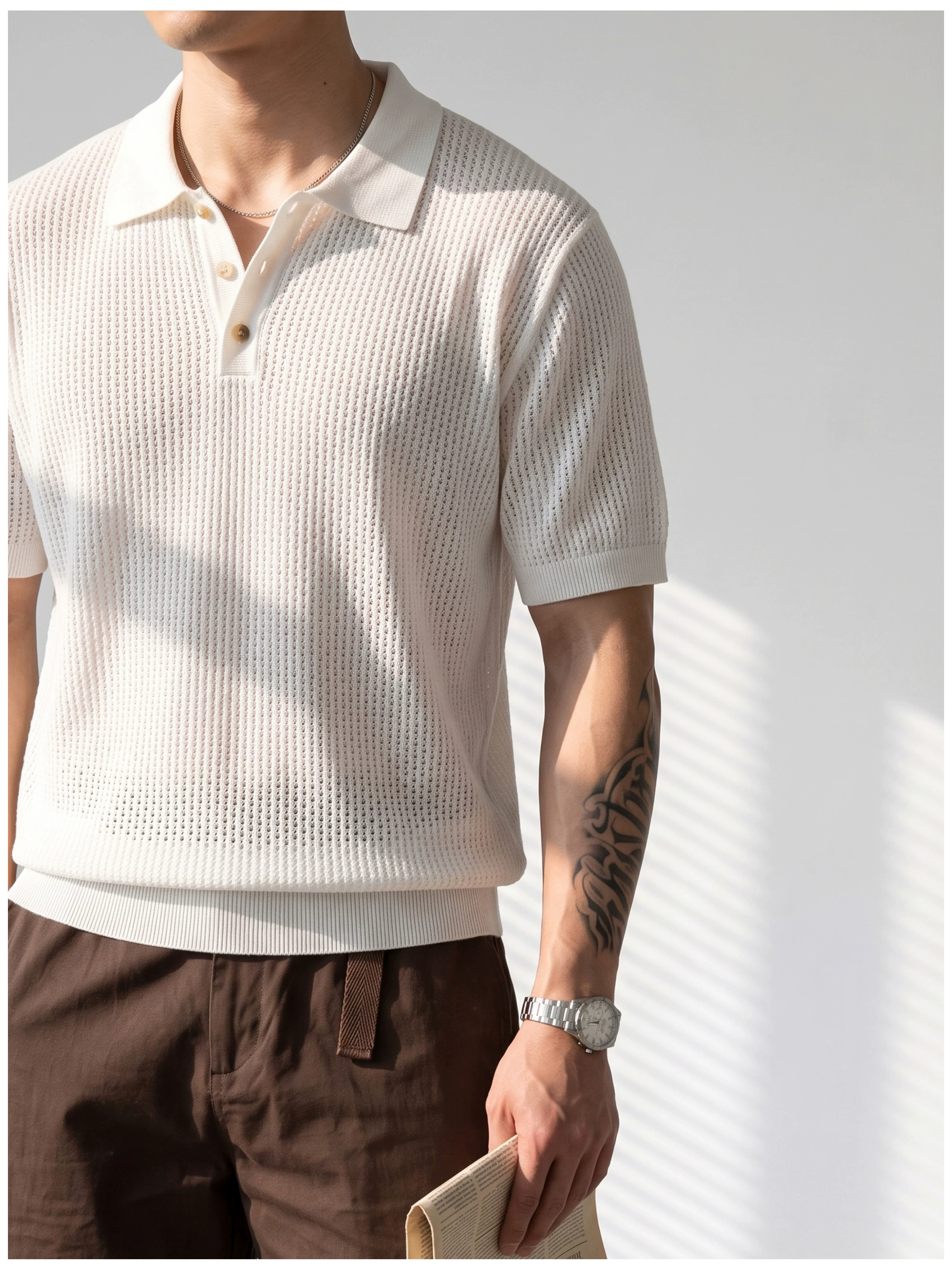 Theo Open Knit Polo