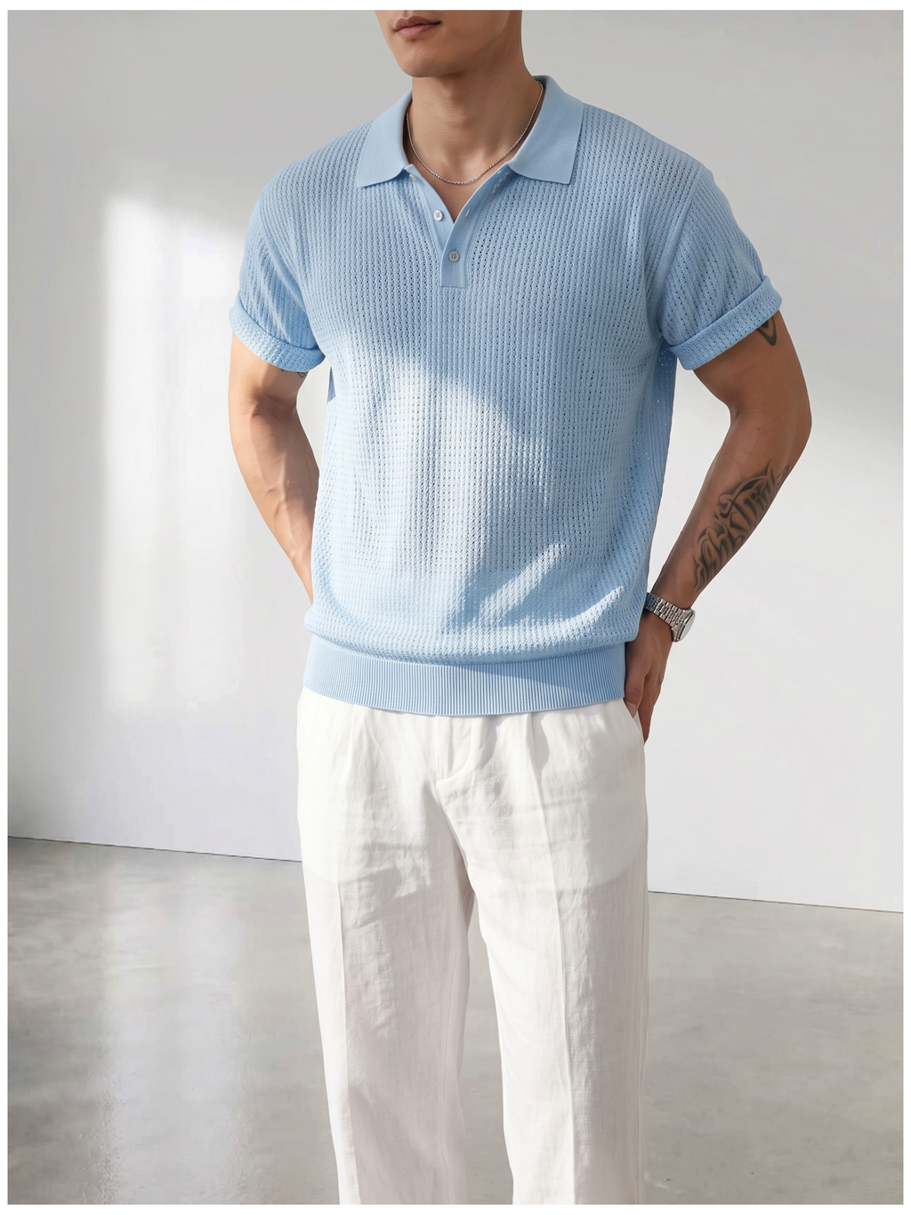 Theo Open Knit Polo