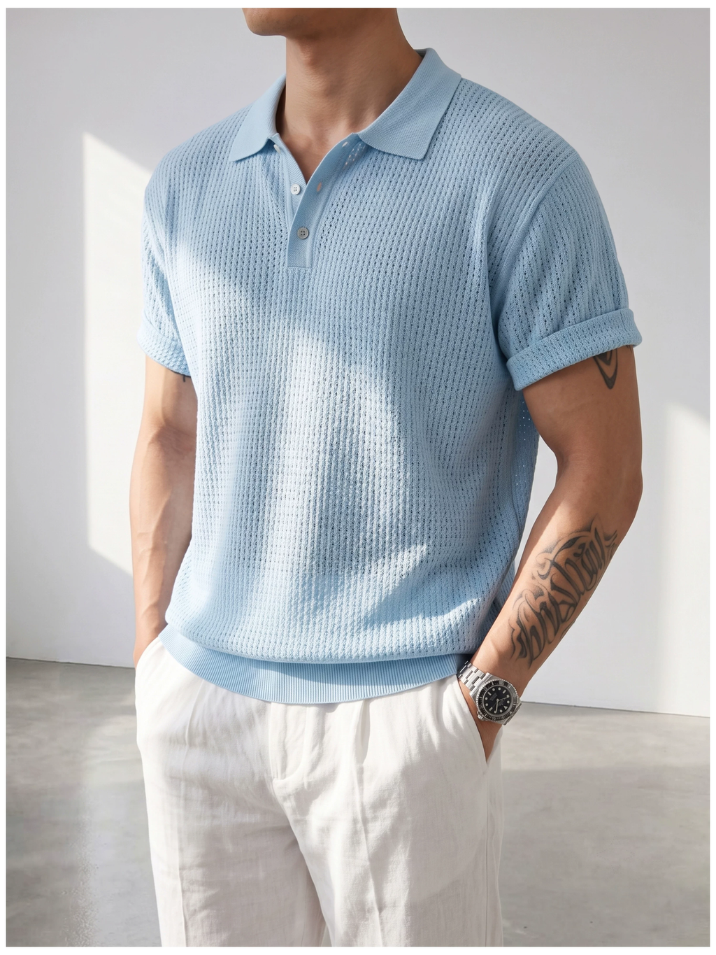 Theo Open Knit Polo