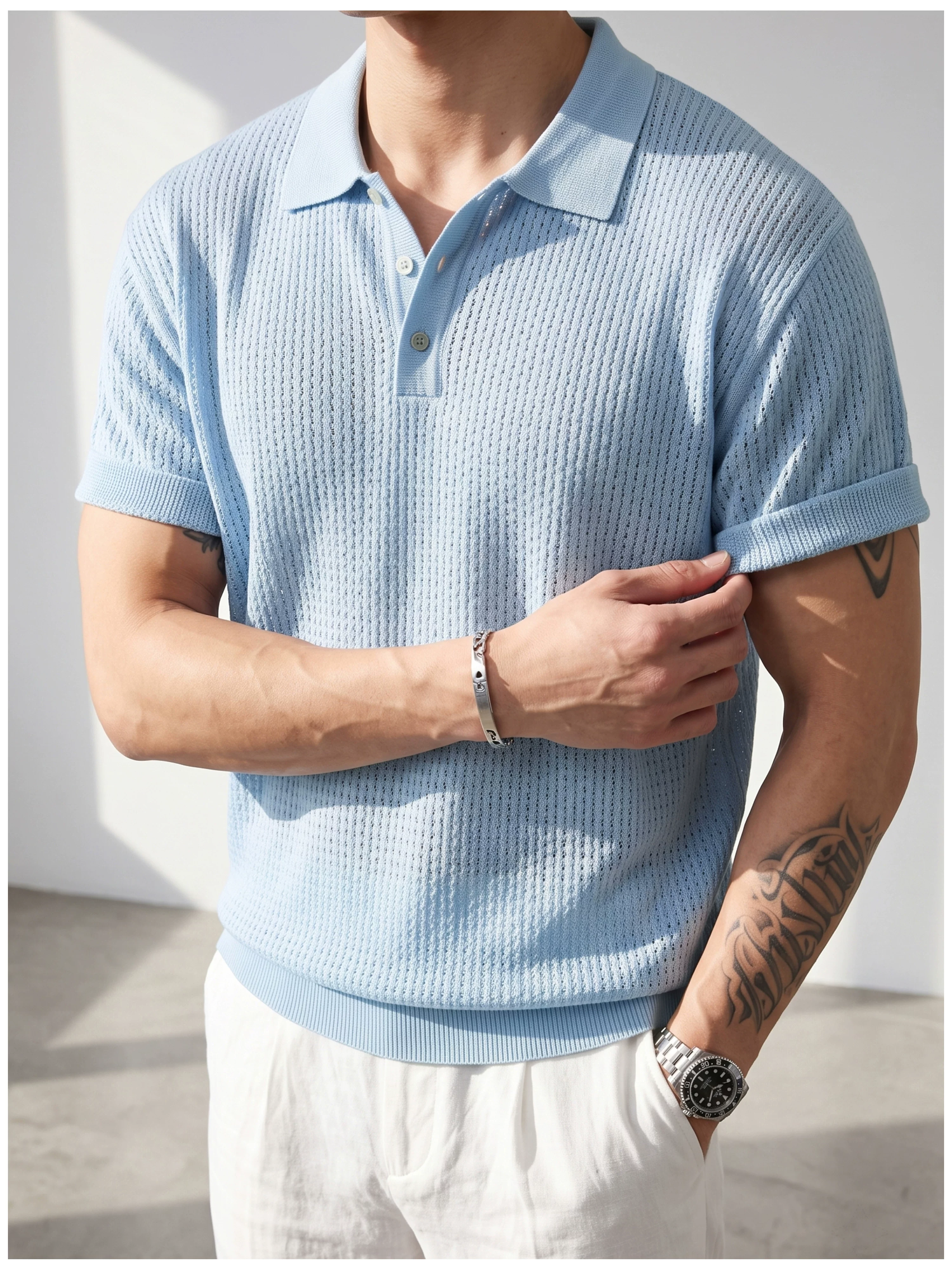 Theo Open Knit Polo
