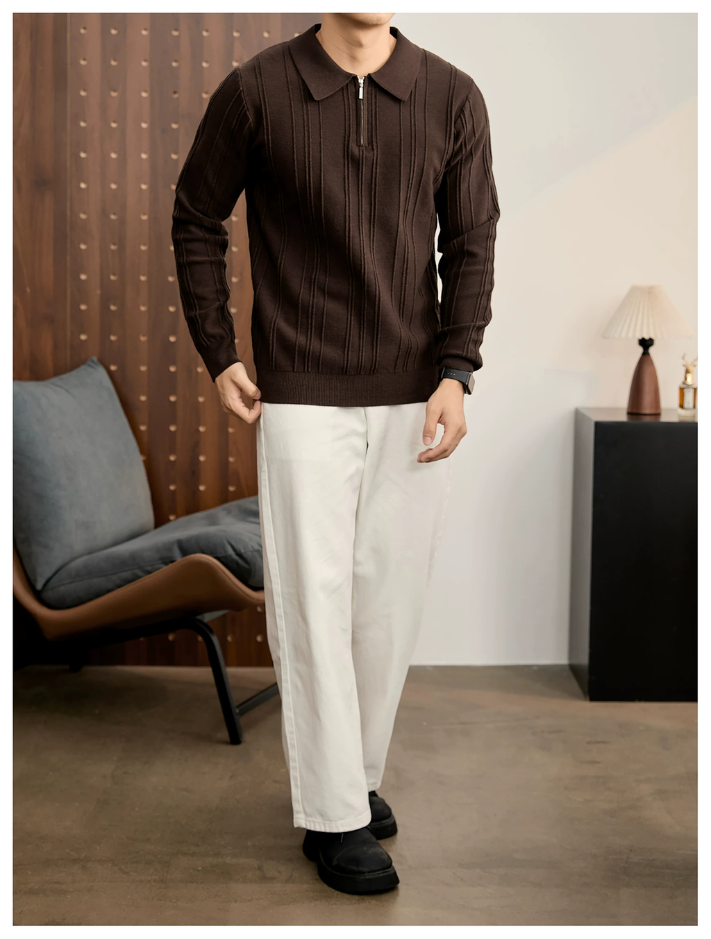 Arden Rib Half-Zip Polo