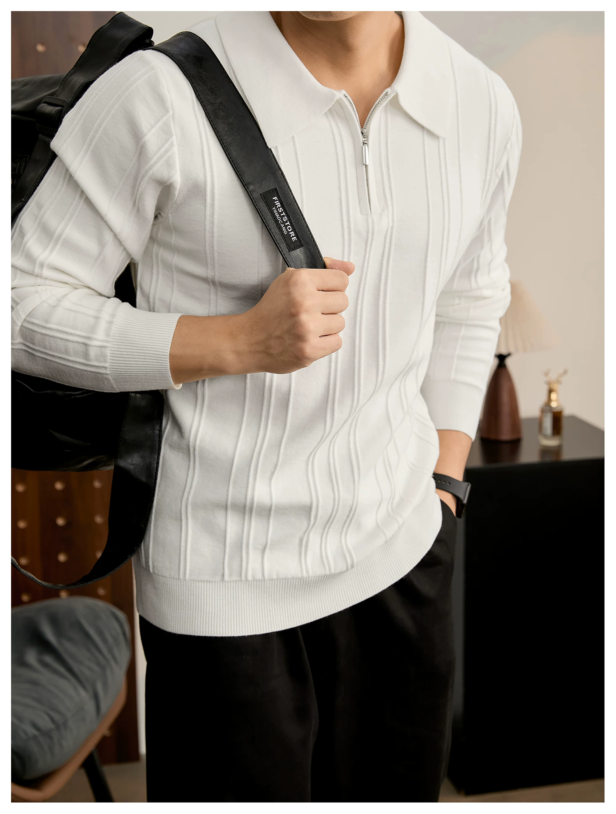 Arden Rib Half-Zip Polo