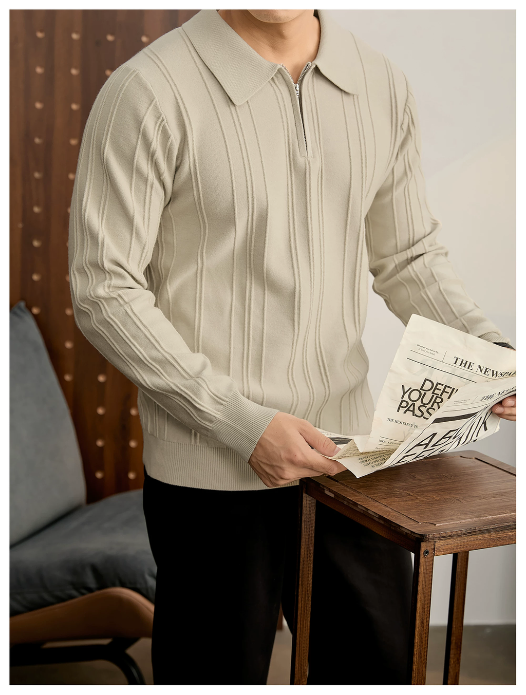 Arden Rib Half-Zip Polo