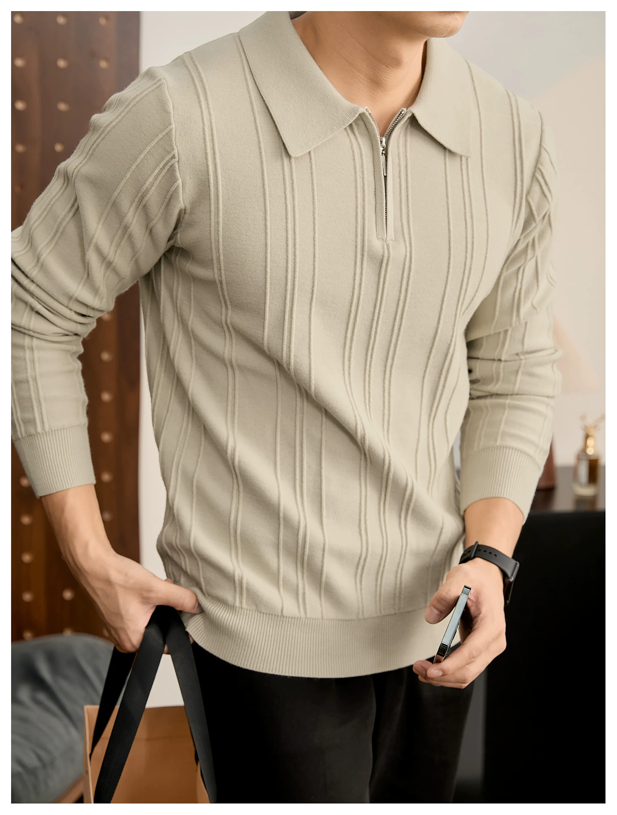 Arden Rib Half-Zip Polo