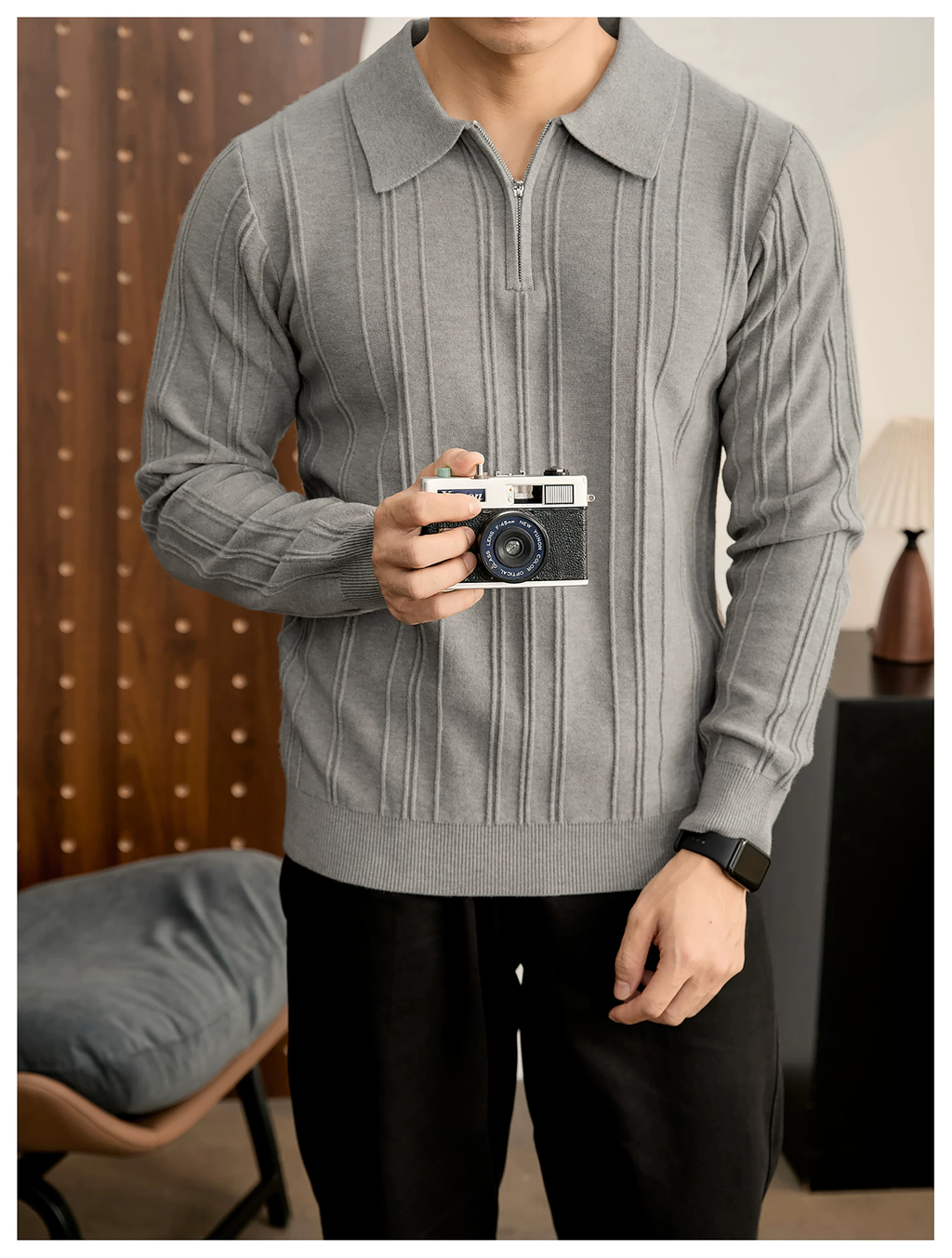 Arden Rib Half-Zip Polo